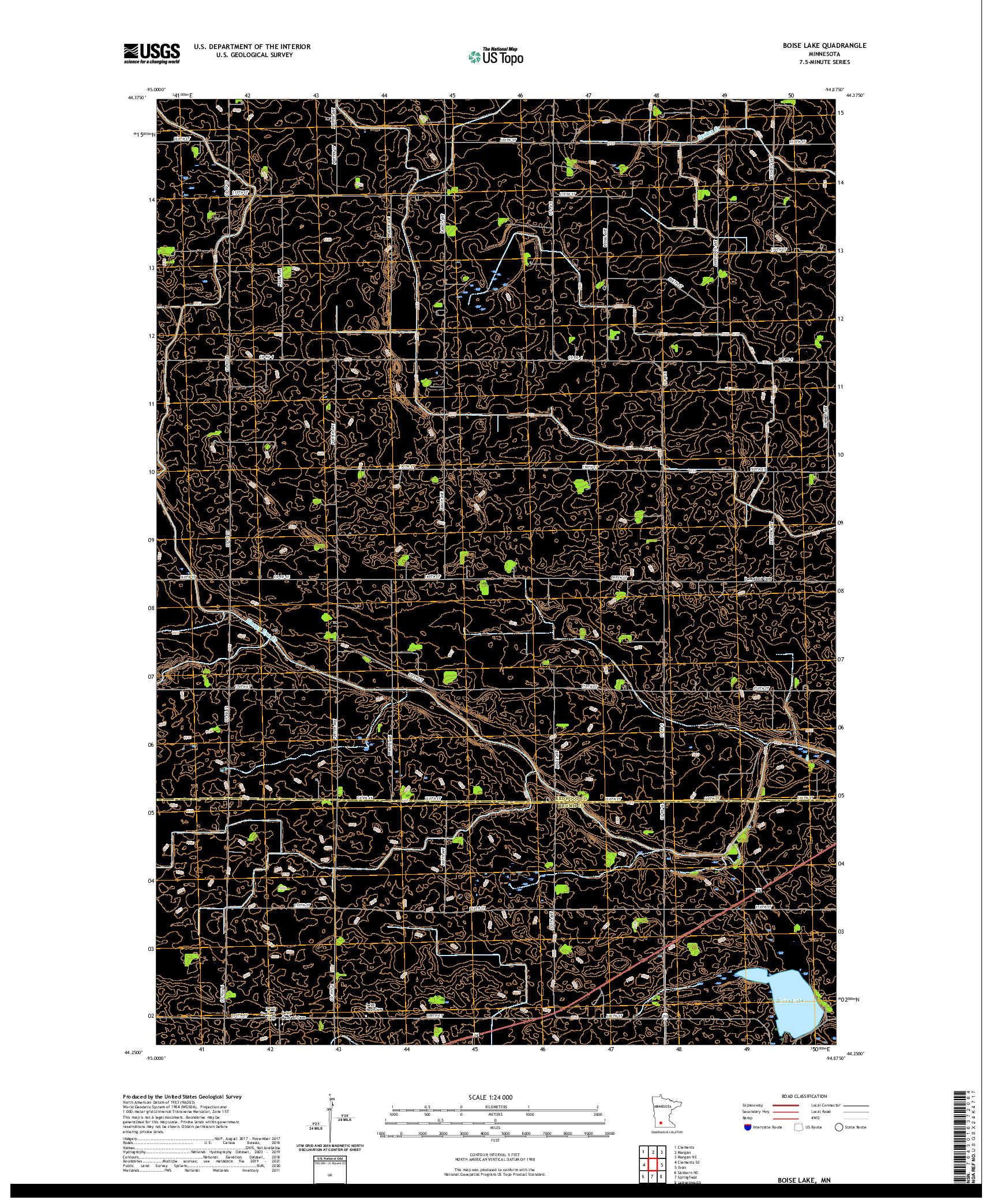 US TOPO 7.5-MINUTE MAP FOR BOISE LAKE, MN