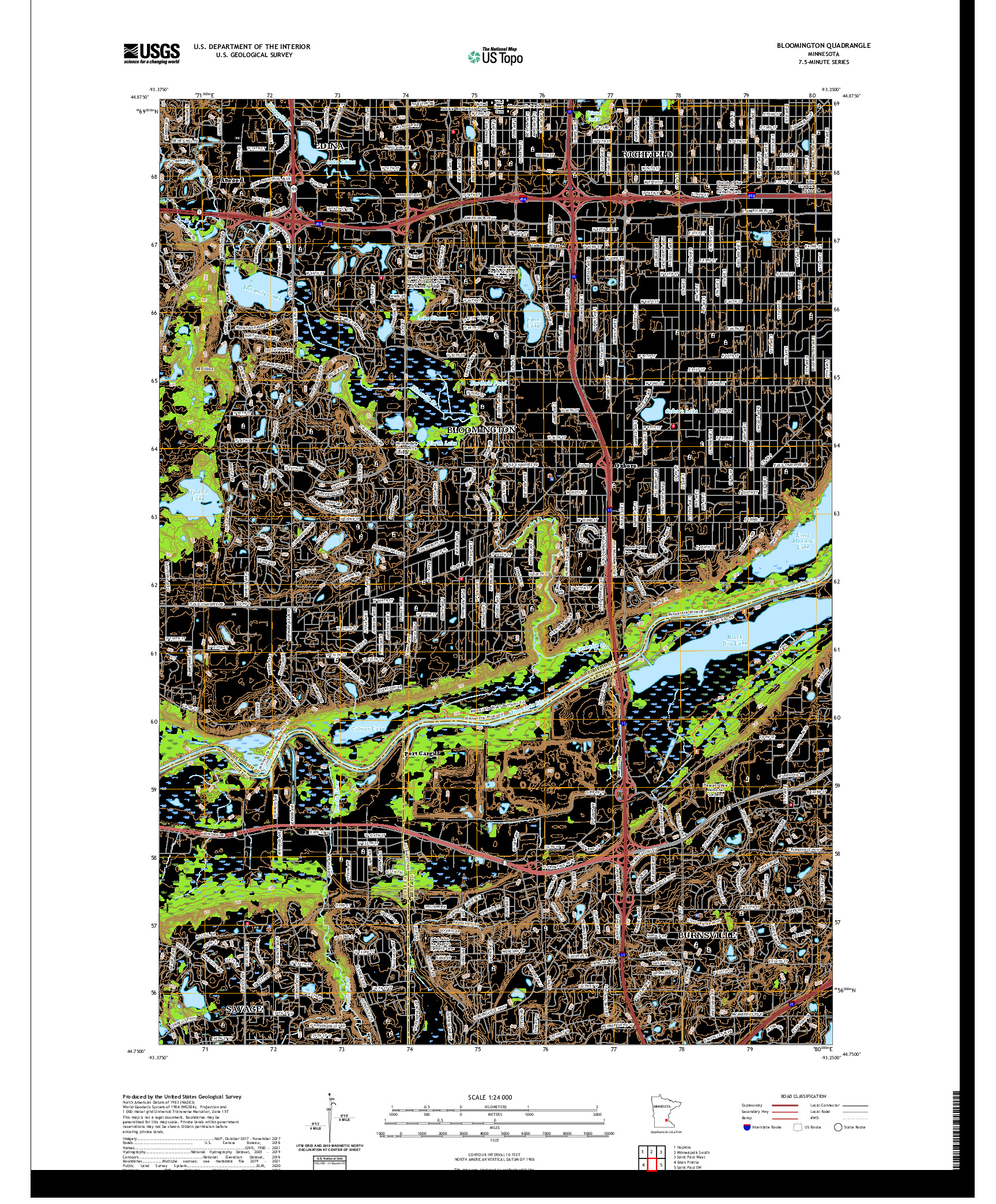 US TOPO 7.5-MINUTE MAP FOR BLOOMINGTON, MN