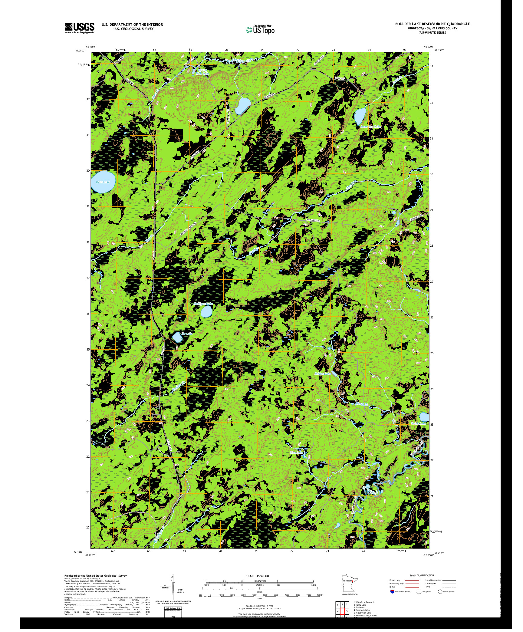 US TOPO 7.5-MINUTE MAP FOR BOULDER LAKE RESERVOIR NE, MN