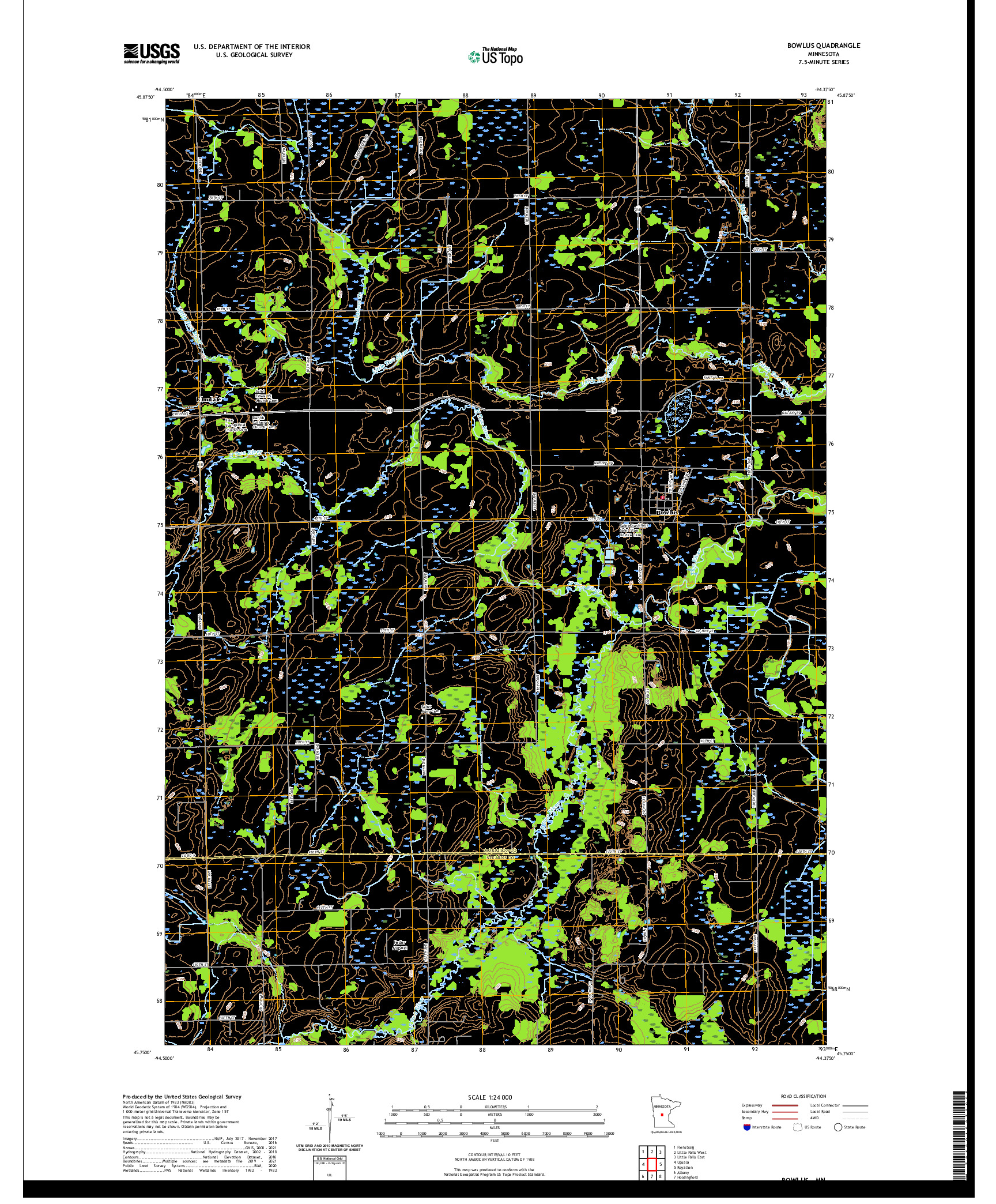 US TOPO 7.5-MINUTE MAP FOR BOWLUS, MN