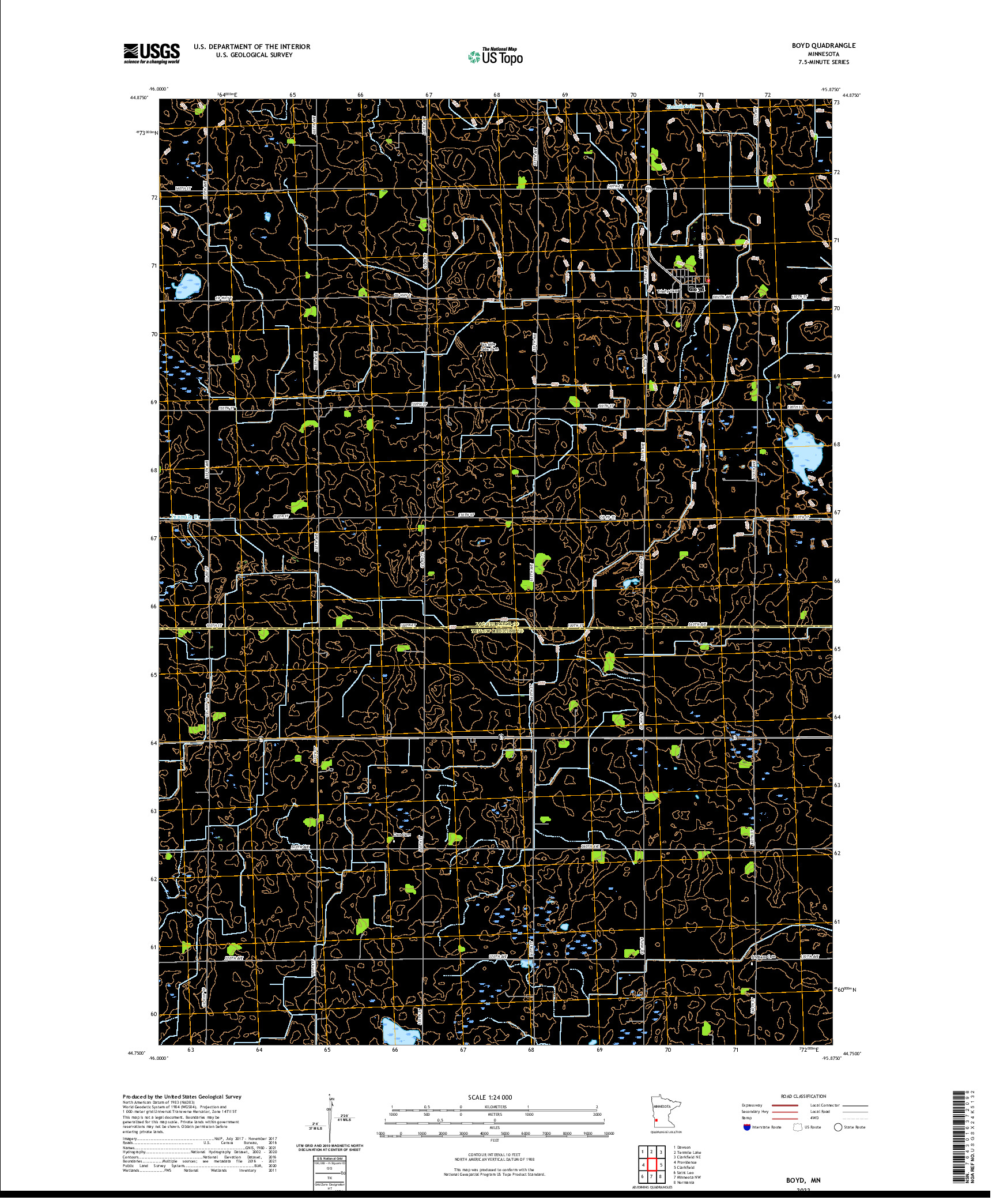 US TOPO 7.5-MINUTE MAP FOR BOYD, MN