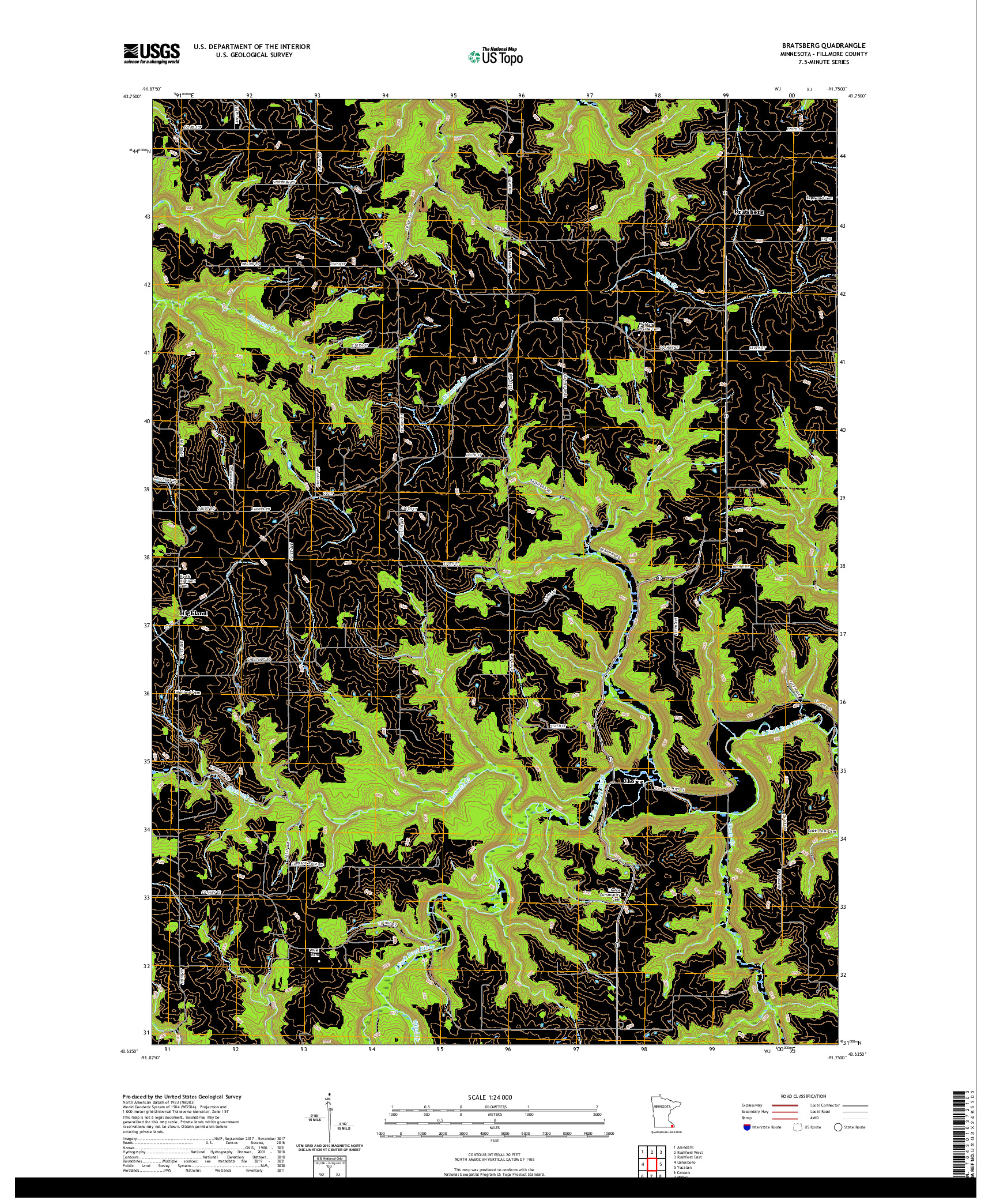 US TOPO 7.5-MINUTE MAP FOR BRATSBERG, MN