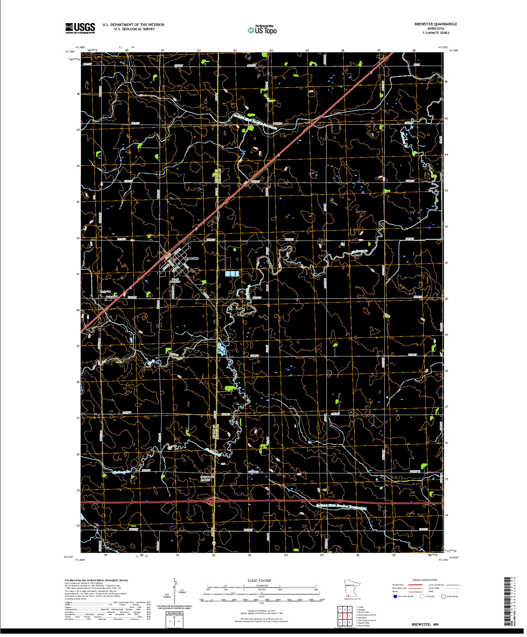 US TOPO 7.5-MINUTE MAP FOR BREWSTER, MN