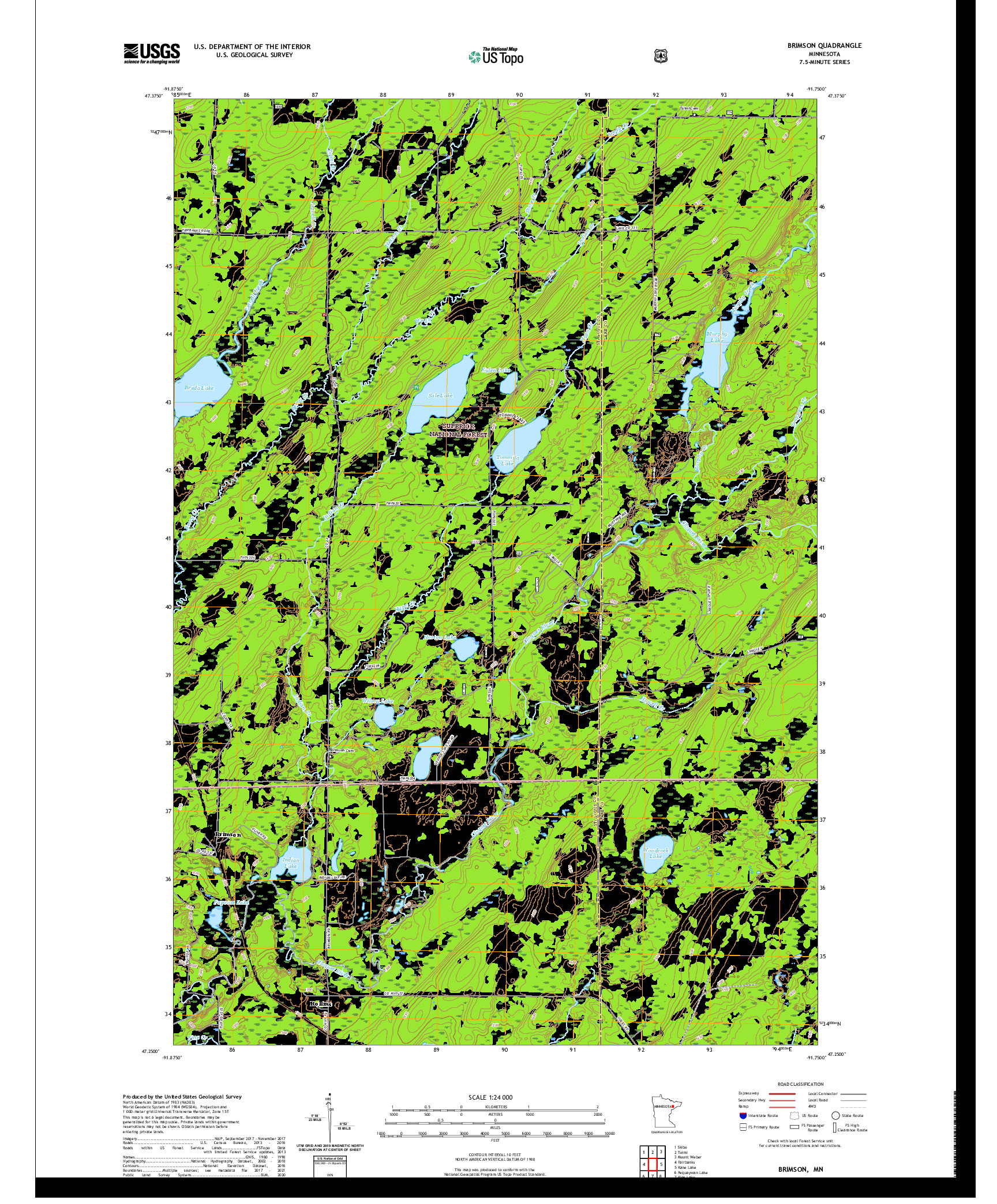 US TOPO 7.5-MINUTE MAP FOR BRIMSON, MN