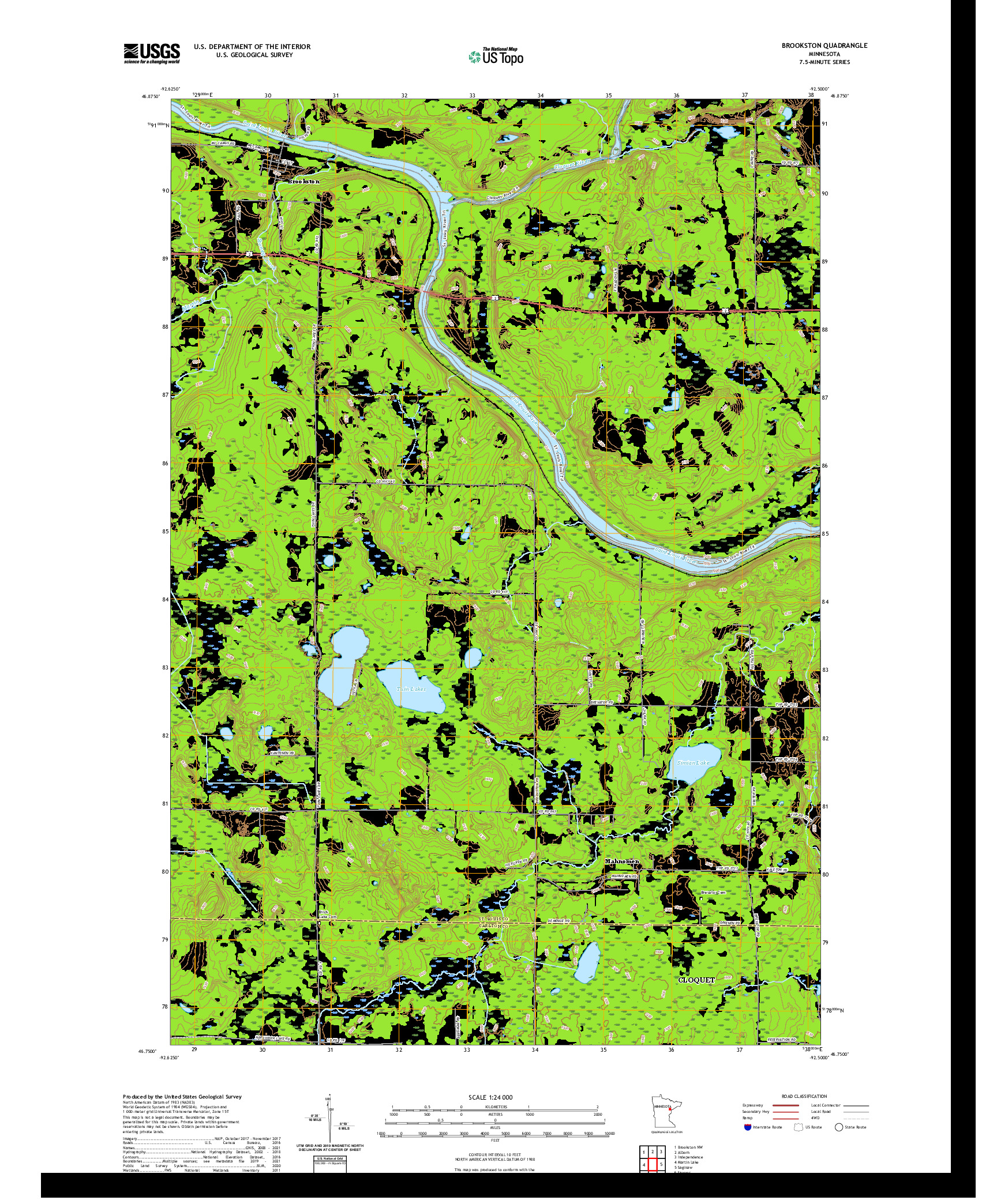 US TOPO 7.5-MINUTE MAP FOR BROOKSTON, MN