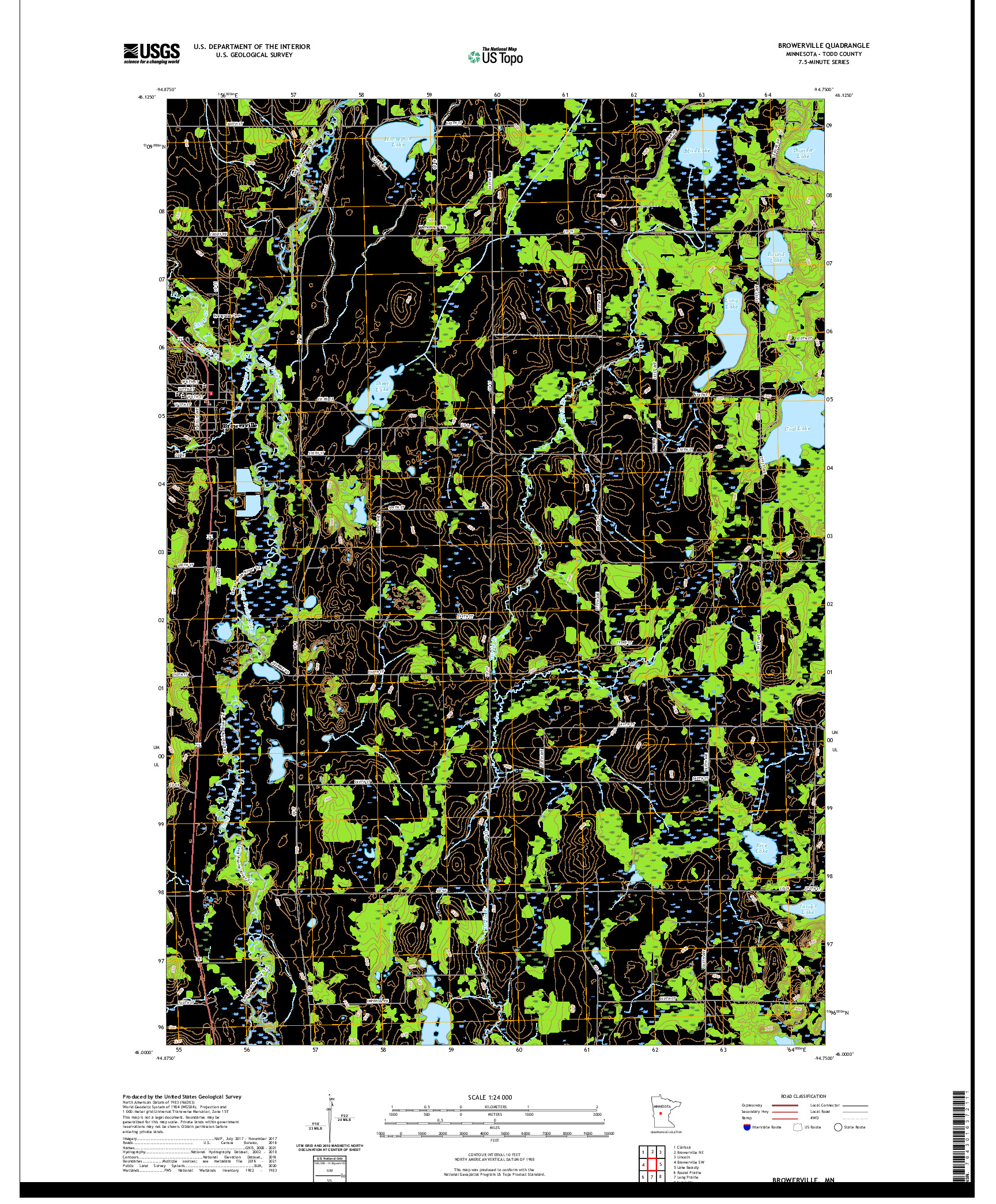 US TOPO 7.5-MINUTE MAP FOR BROWERVILLE, MN