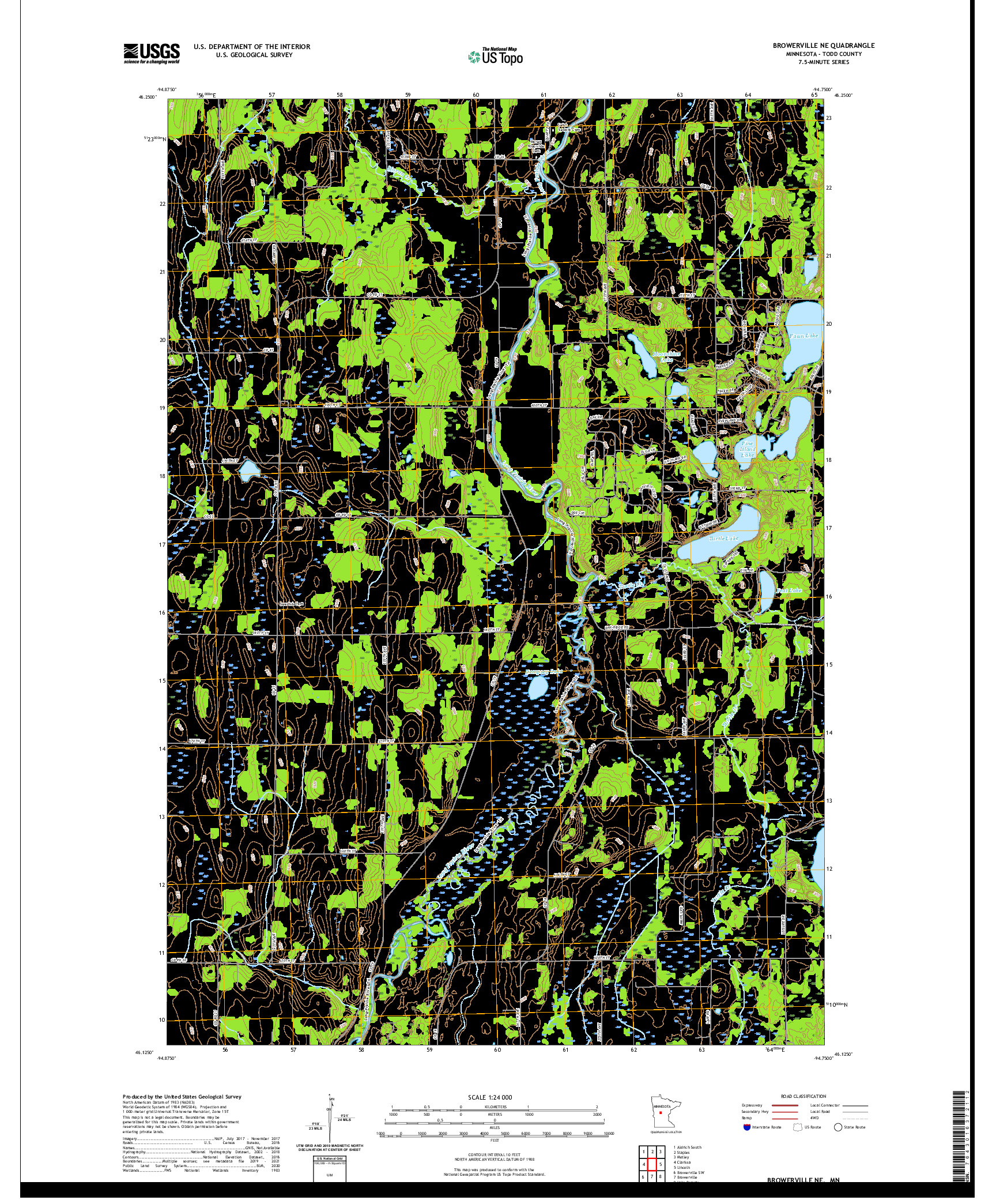 US TOPO 7.5-MINUTE MAP FOR BROWERVILLE NE, MN