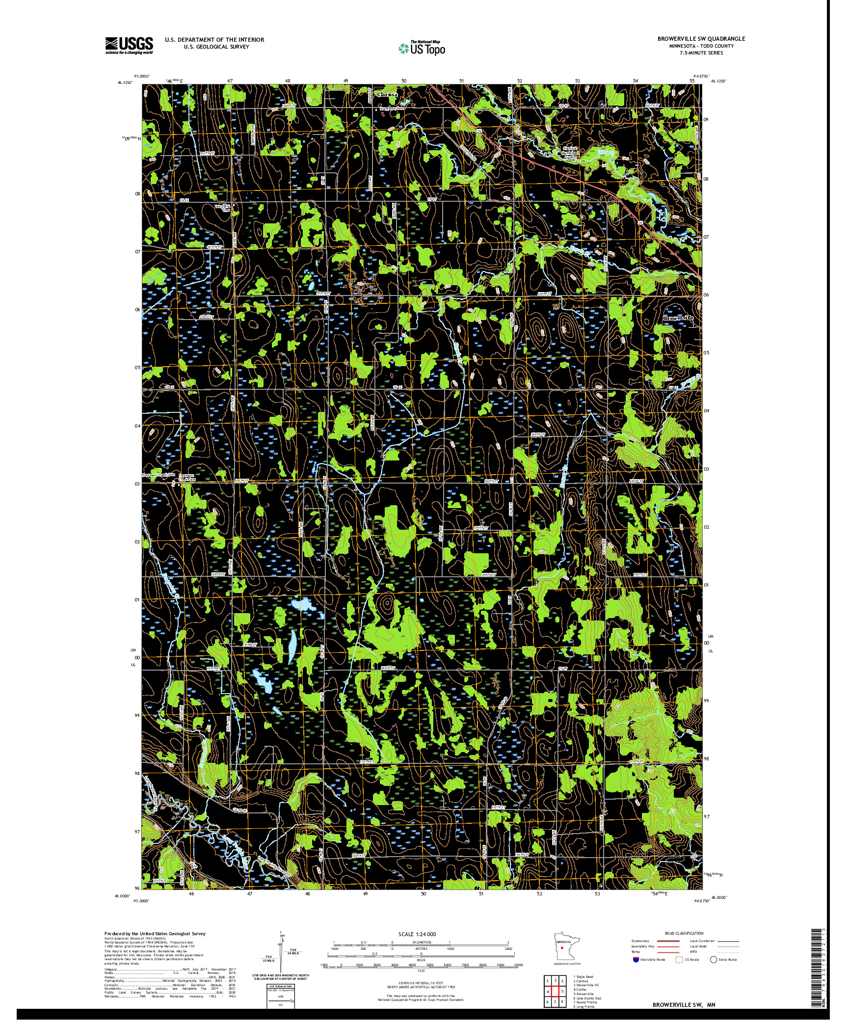 US TOPO 7.5-MINUTE MAP FOR BROWERVILLE SW, MN