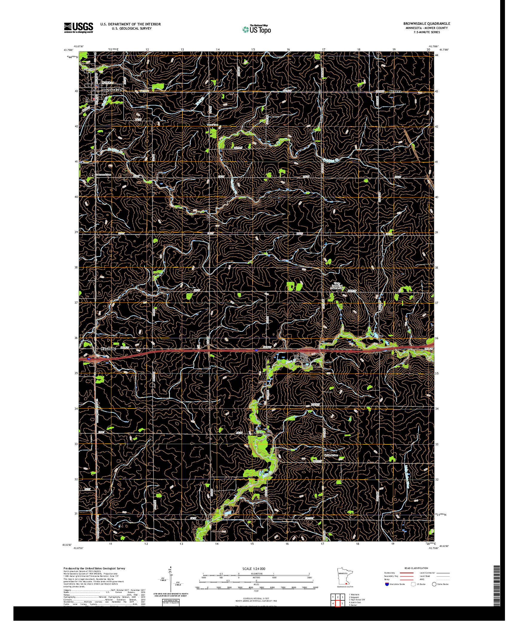 US TOPO 7.5-MINUTE MAP FOR BROWNSDALE, MN