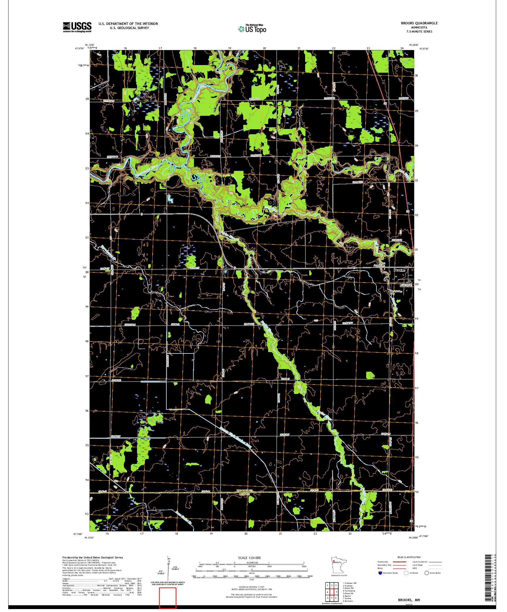 US TOPO 7.5-MINUTE MAP FOR BROOKS, MN