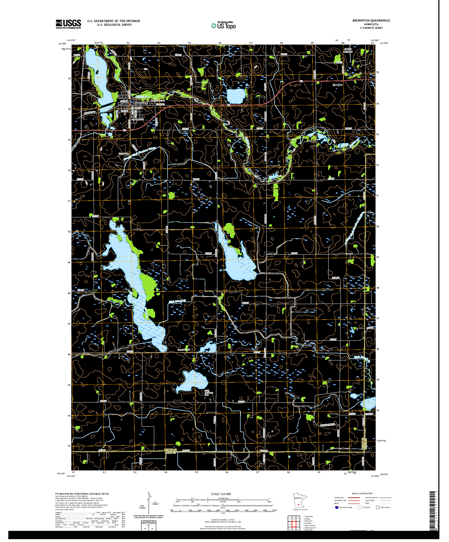 US TOPO 7.5-MINUTE MAP FOR BROWNTON, MN