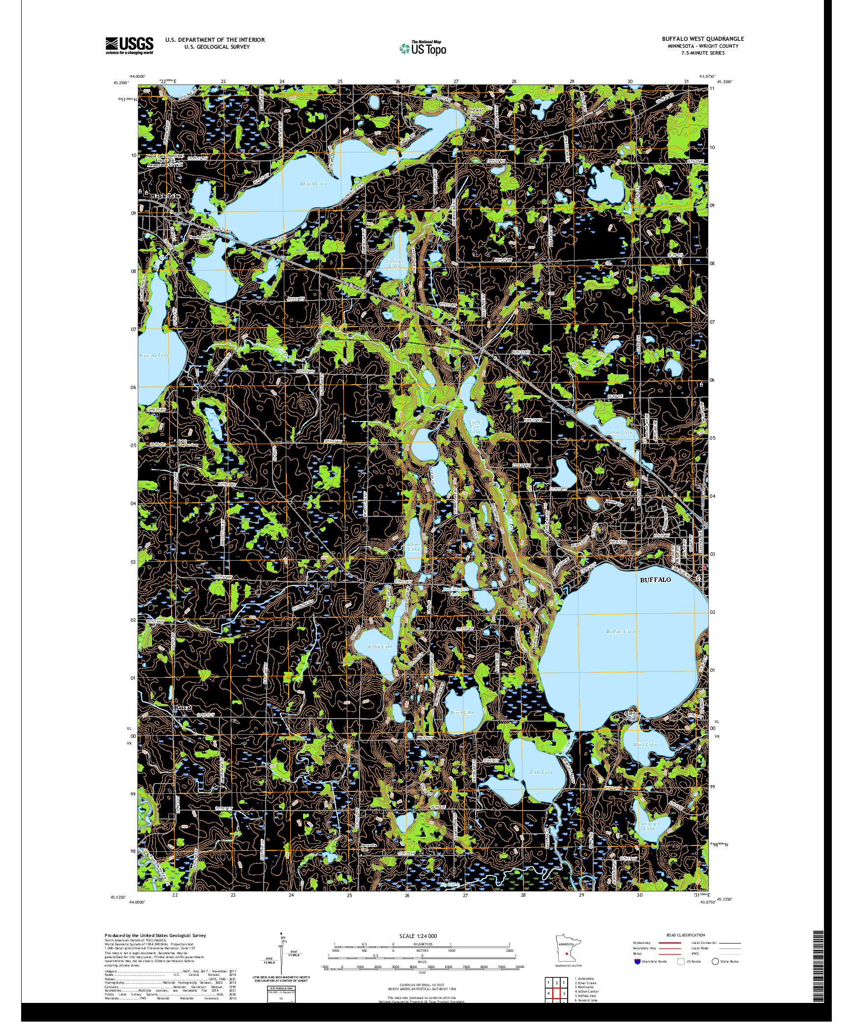 US TOPO 7.5-MINUTE MAP FOR BUFFALO WEST, MN