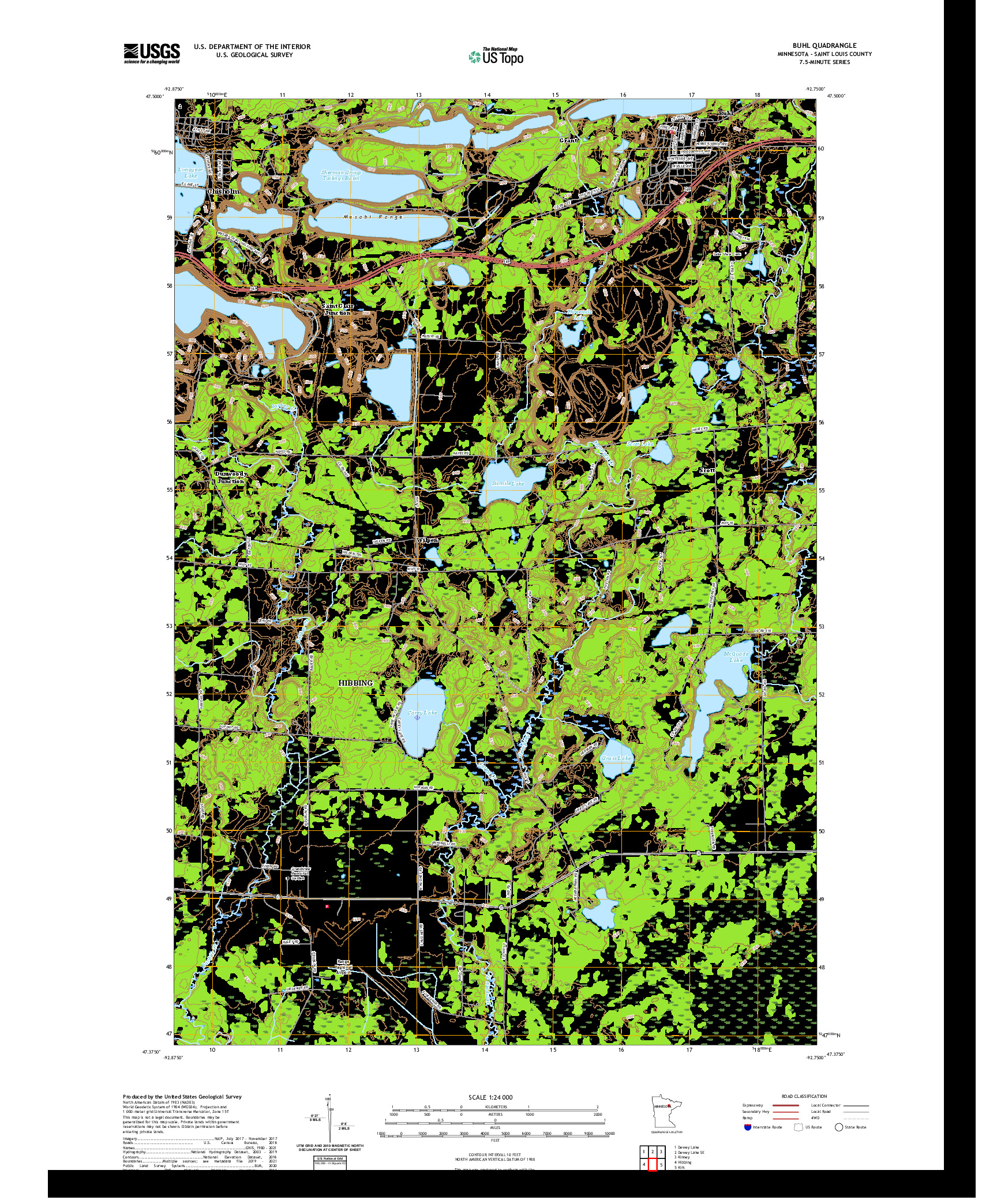 US TOPO 7.5-MINUTE MAP FOR BUHL, MN