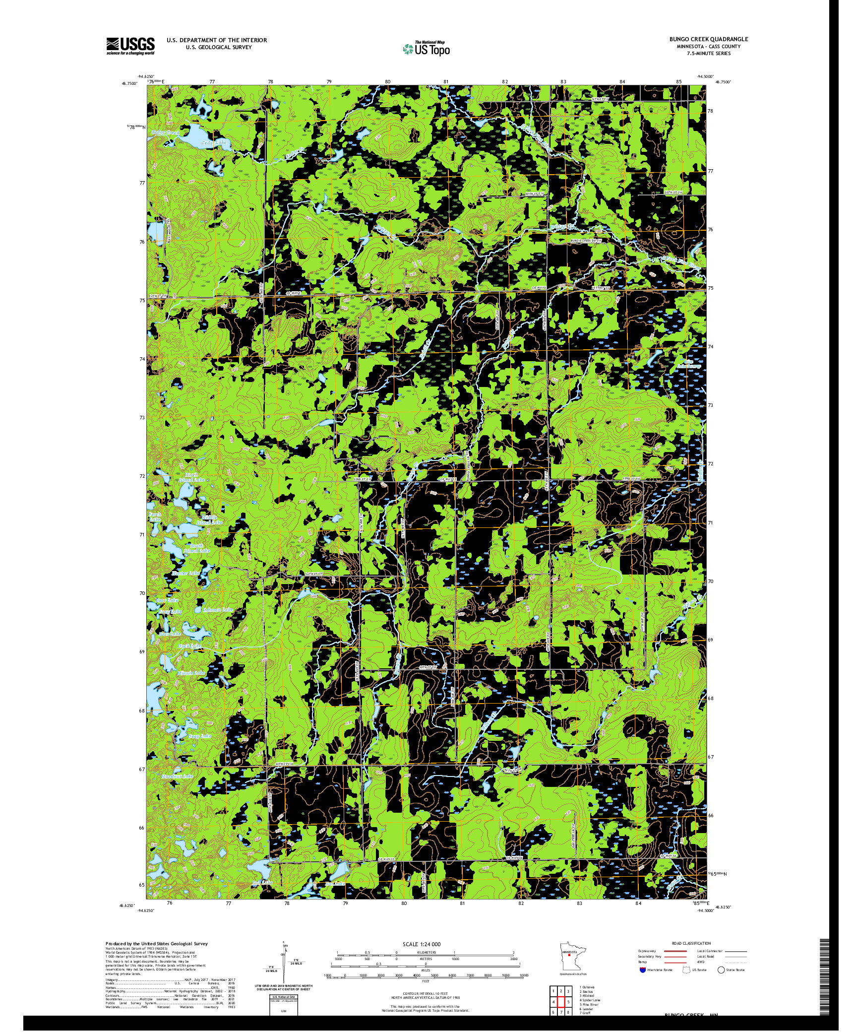 US TOPO 7.5-MINUTE MAP FOR BUNGO CREEK, MN