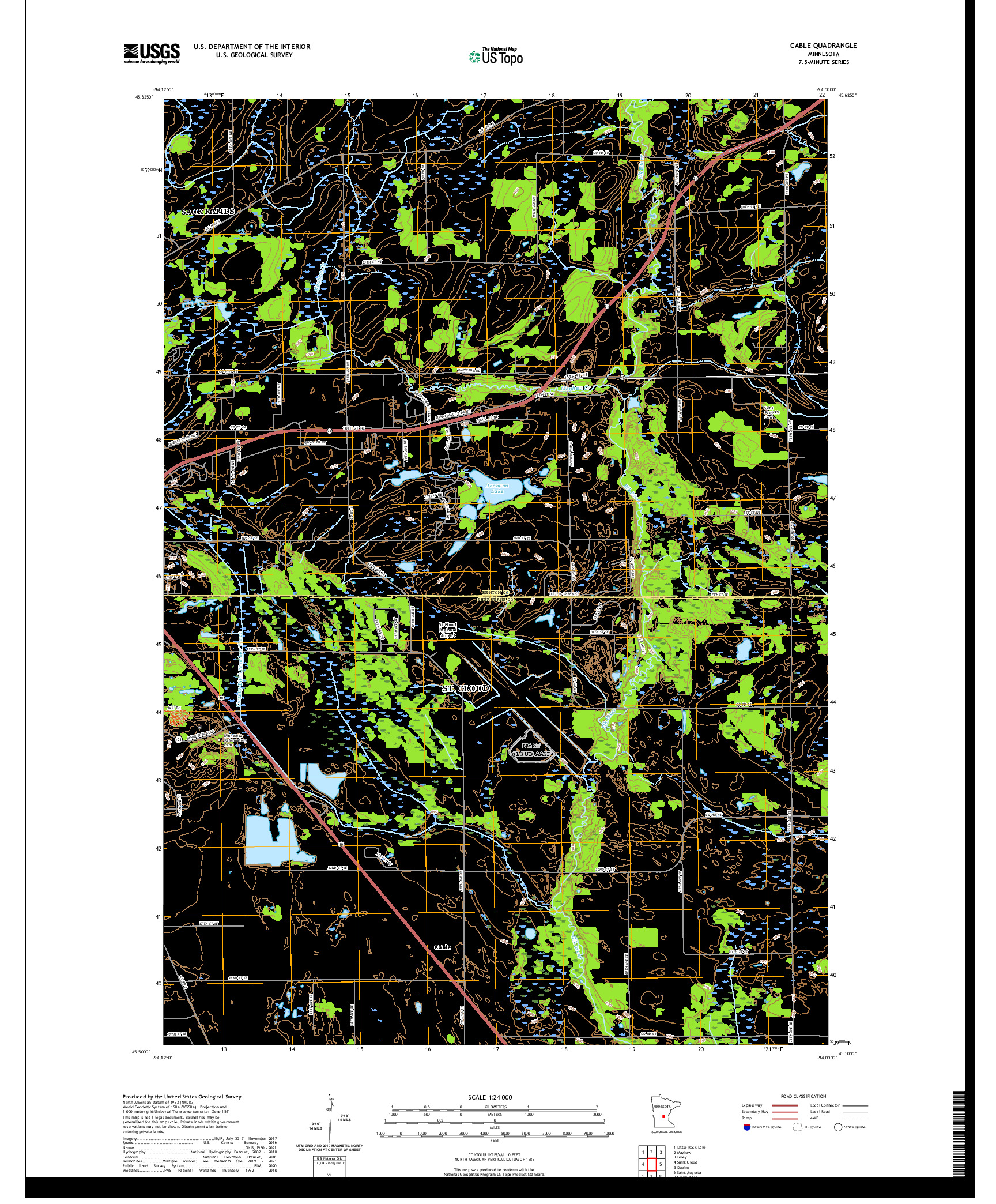 US TOPO 7.5-MINUTE MAP FOR CABLE, MN