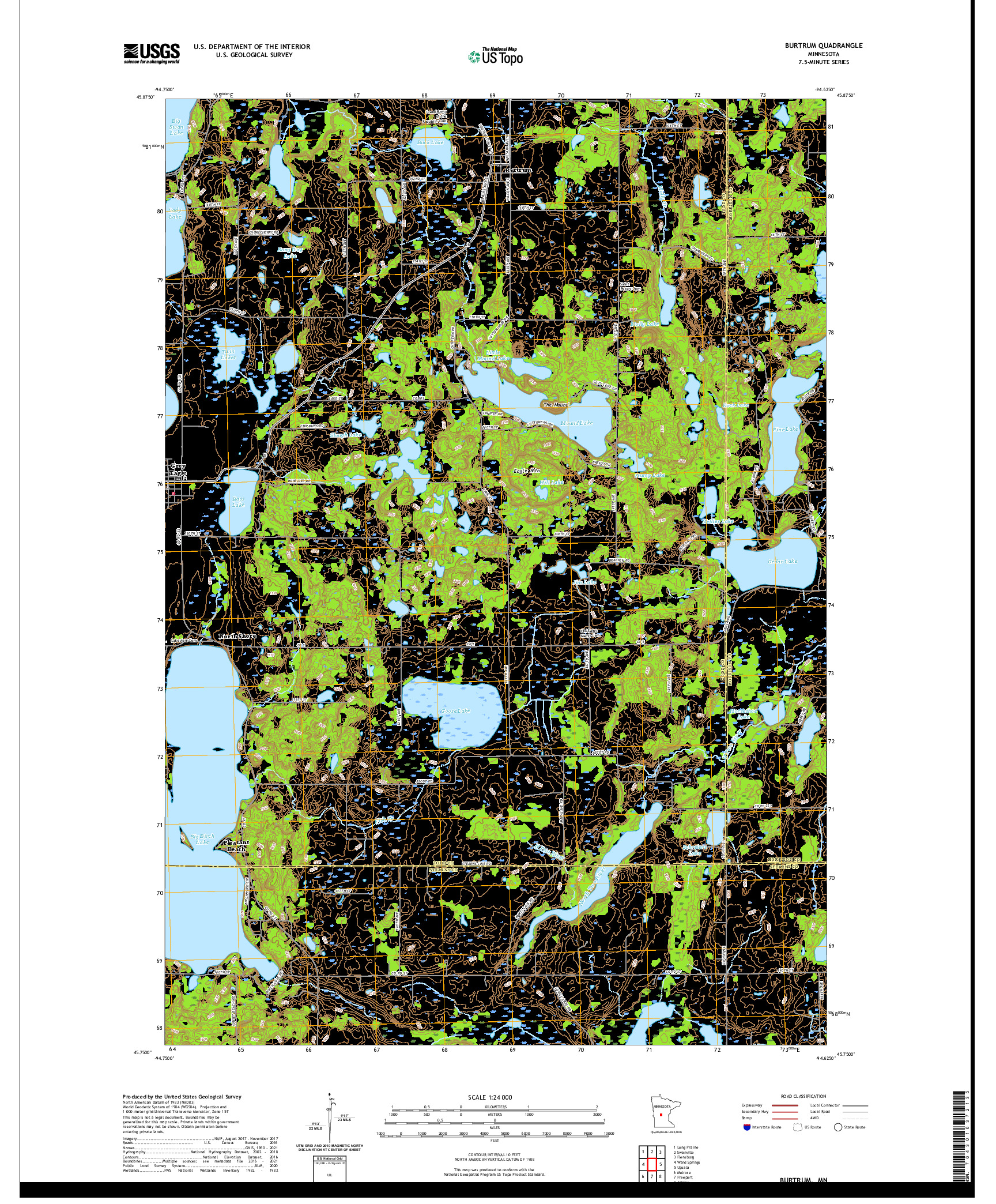 US TOPO 7.5-MINUTE MAP FOR BURTRUM, MN