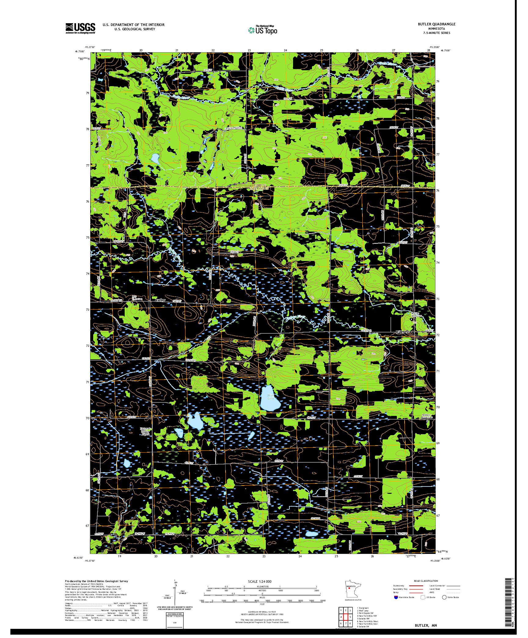 US TOPO 7.5-MINUTE MAP FOR BUTLER, MN