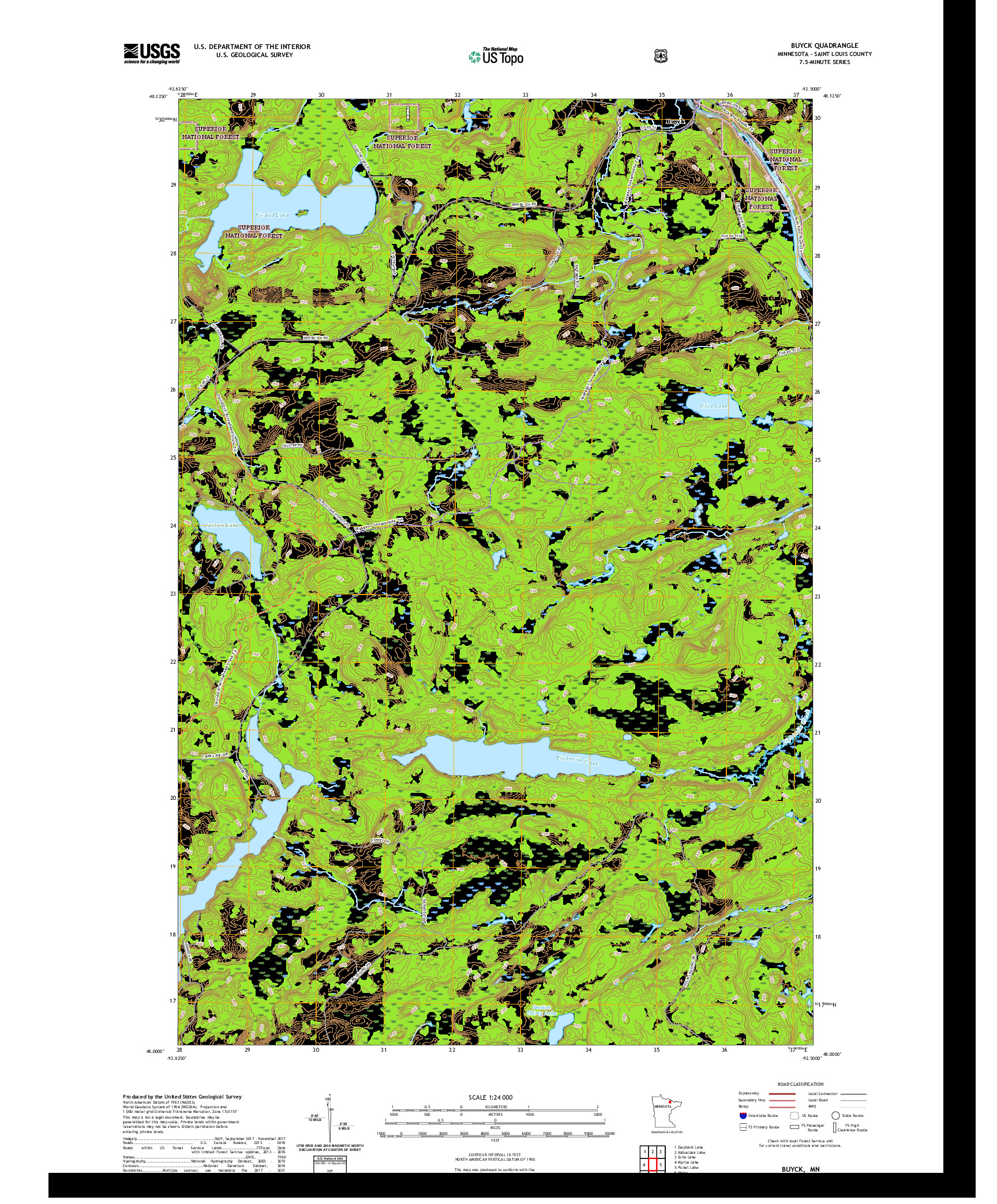 US TOPO 7.5-MINUTE MAP FOR BUYCK, MN