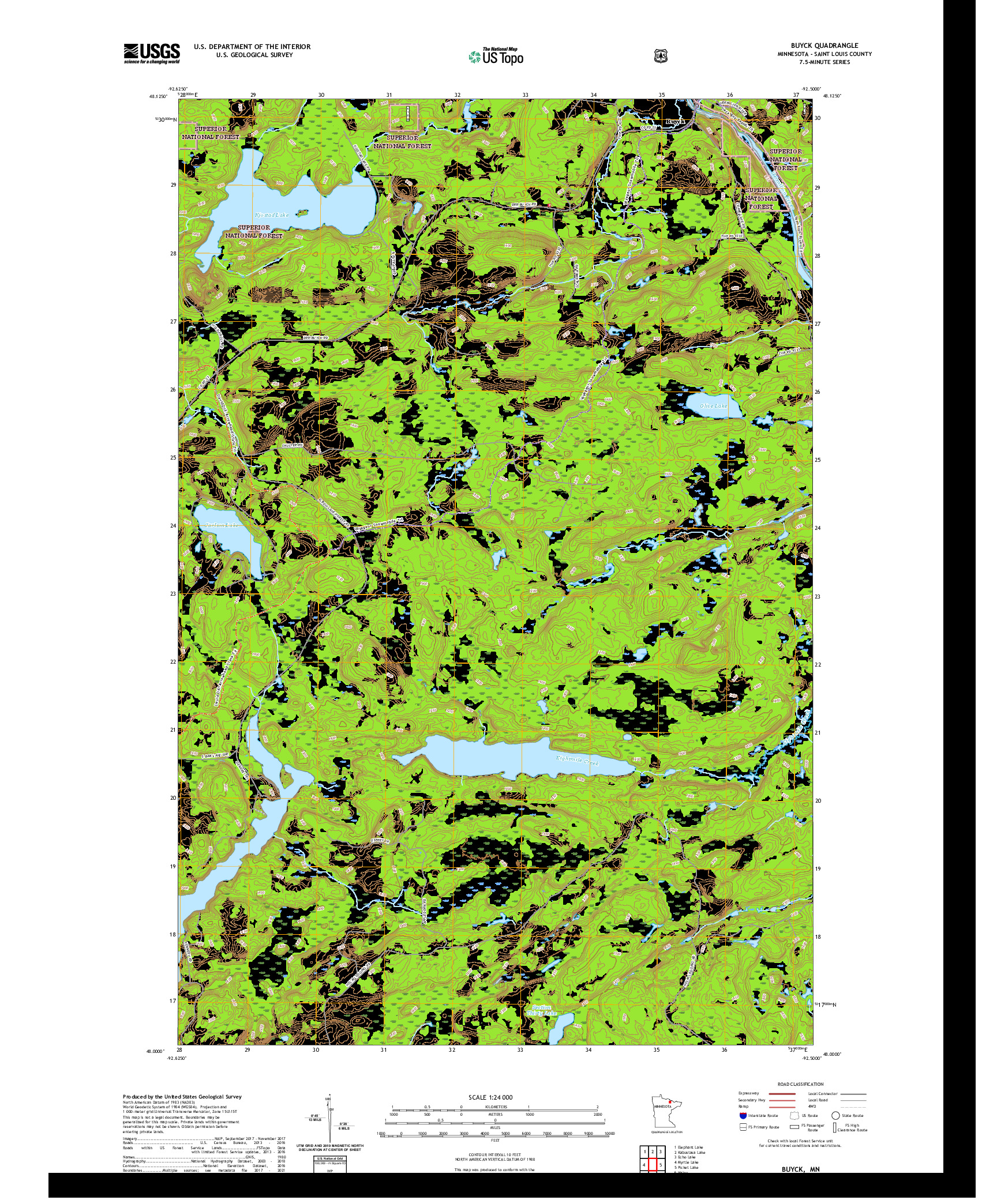 US TOPO 7.5-MINUTE MAP FOR BUYCK, MN