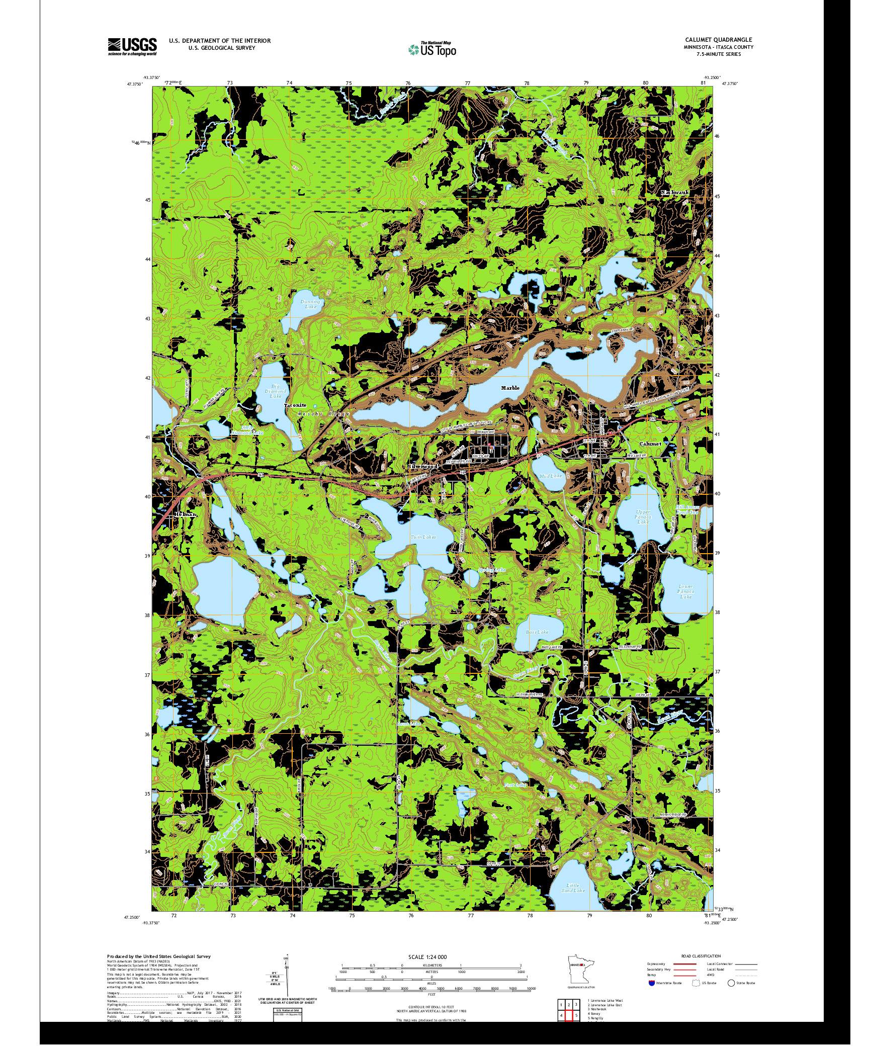 US TOPO 7.5-MINUTE MAP FOR CALUMET, MN