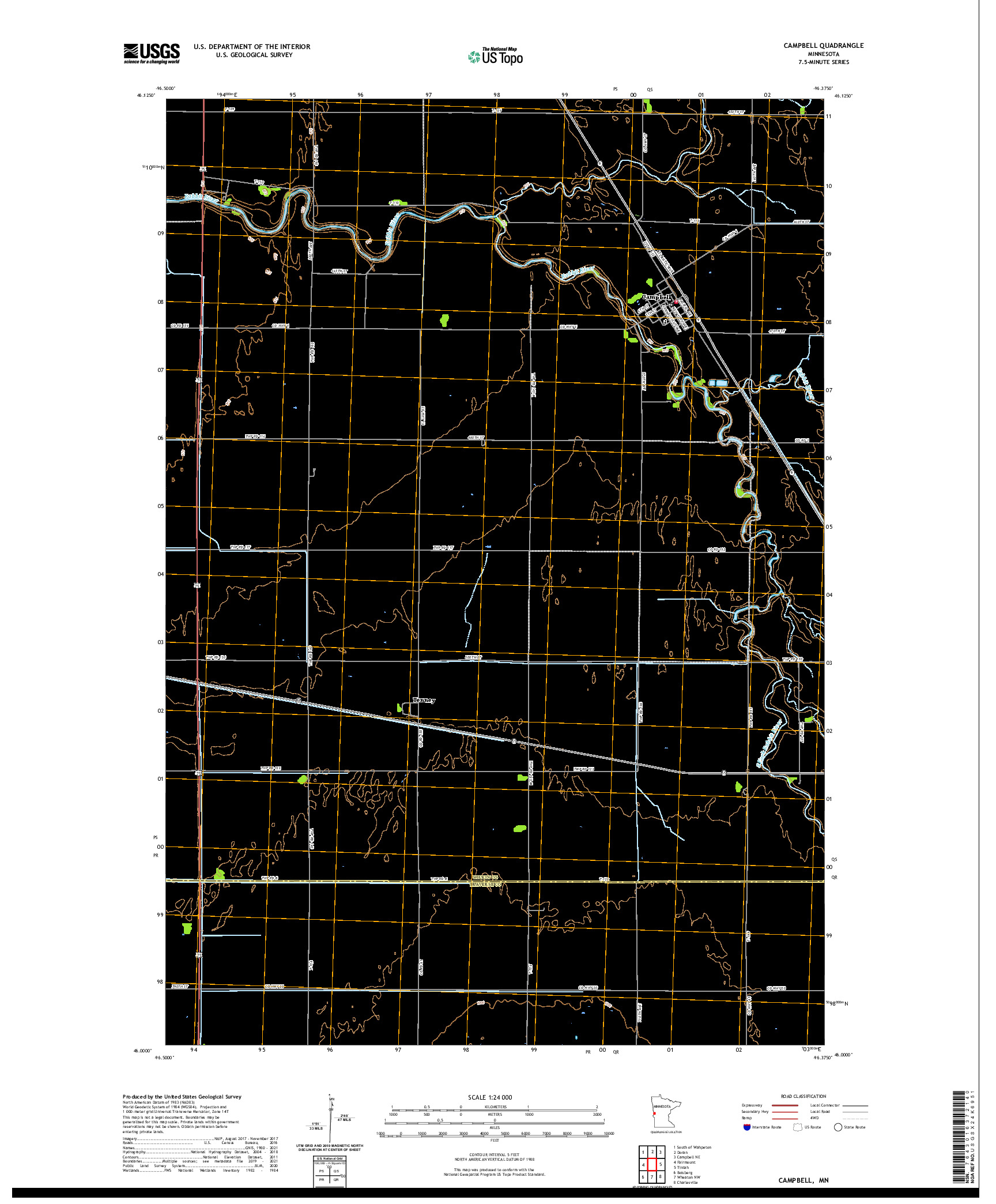 US TOPO 7.5-MINUTE MAP FOR CAMPBELL, MN