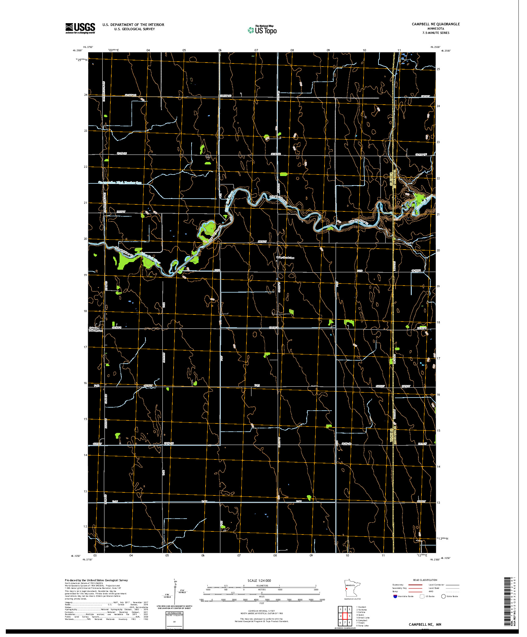 US TOPO 7.5-MINUTE MAP FOR CAMPBELL NE, MN