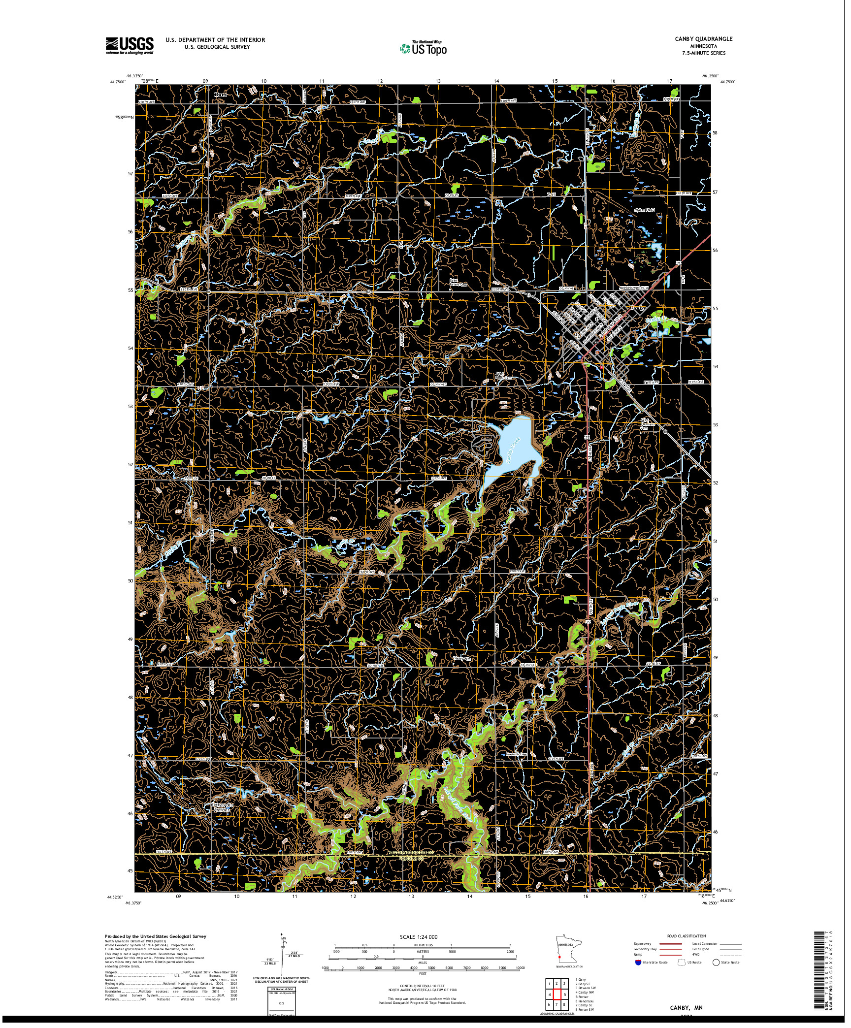 US TOPO 7.5-MINUTE MAP FOR CANBY, MN