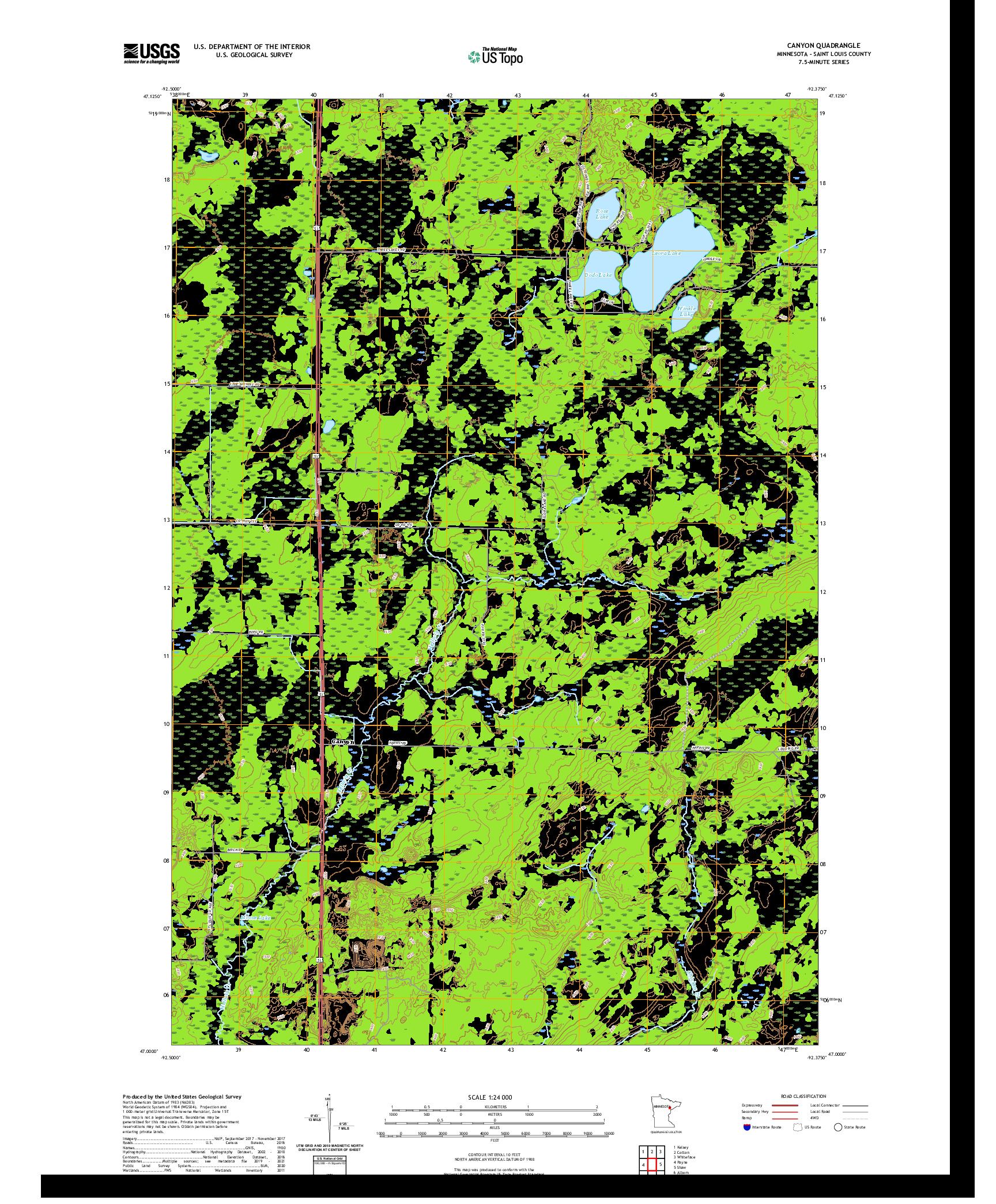 US TOPO 7.5-MINUTE MAP FOR CANYON, MN