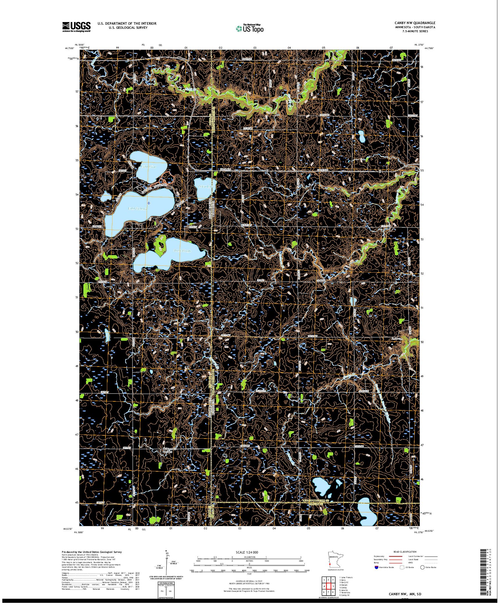 US TOPO 7.5-MINUTE MAP FOR CANBY NW, MN,SD