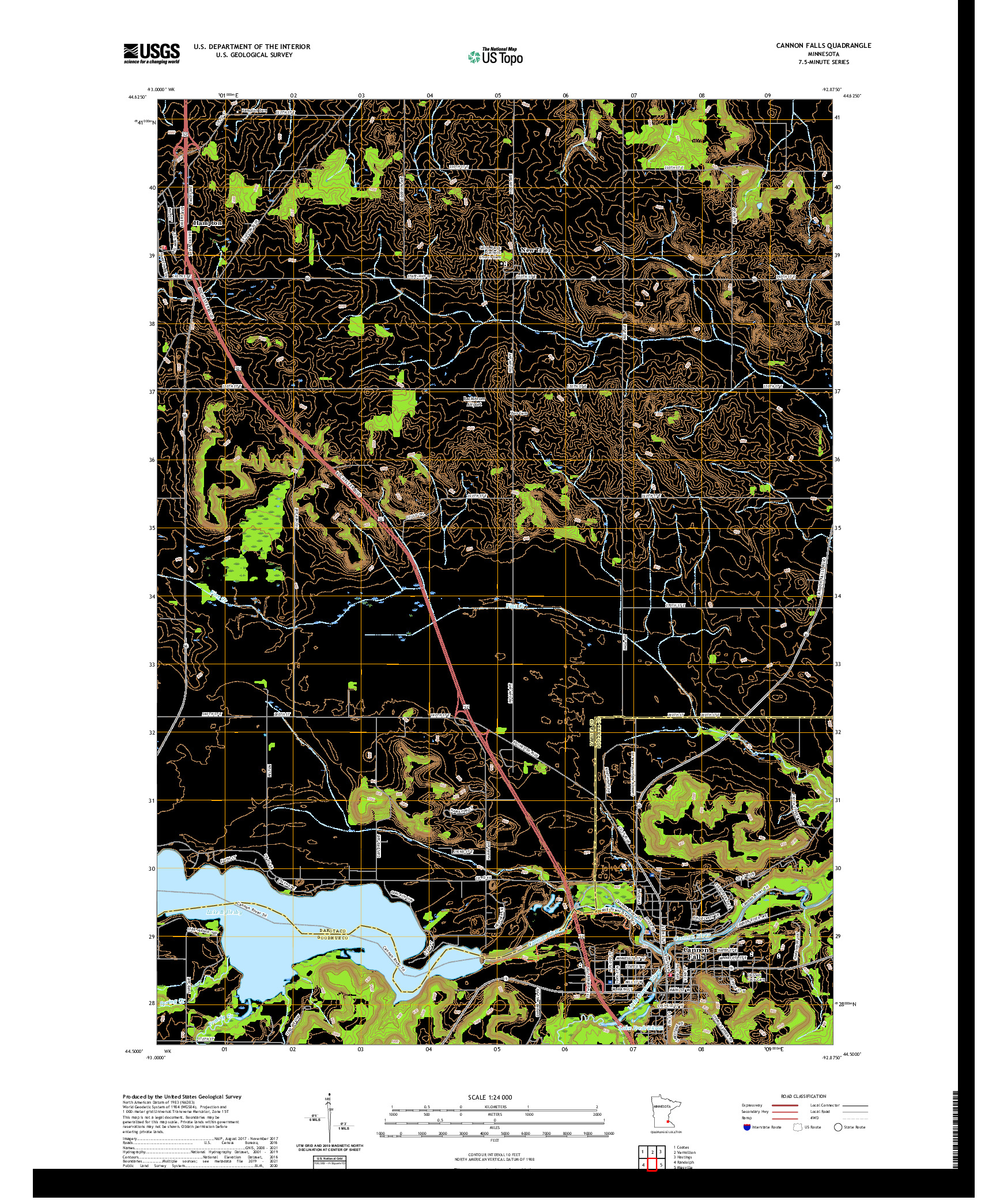 US TOPO 7.5-MINUTE MAP FOR CANNON FALLS, MN