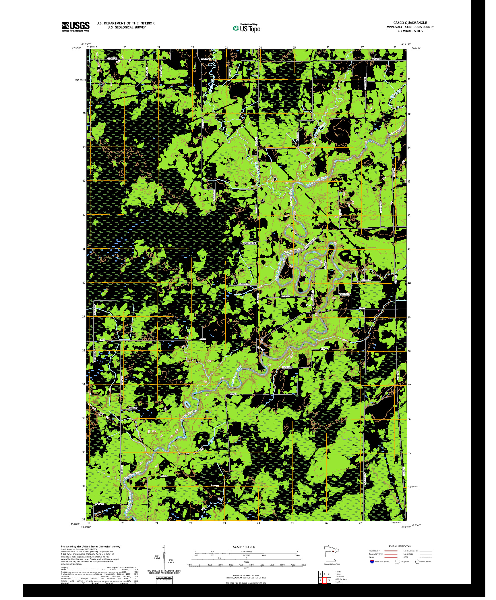 US TOPO 7.5-MINUTE MAP FOR CASCO, MN