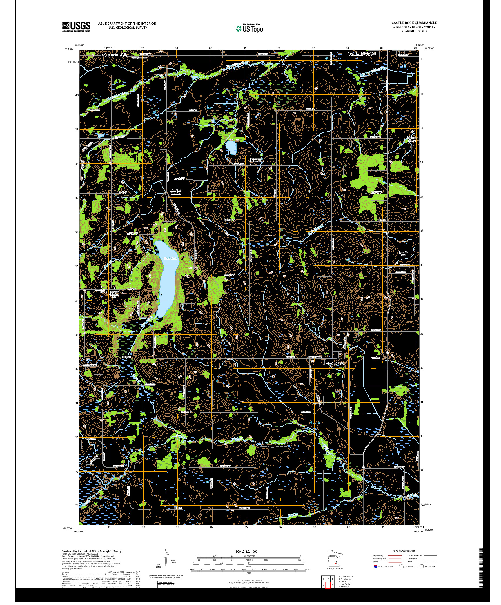 US TOPO 7.5-MINUTE MAP FOR CASTLE ROCK, MN