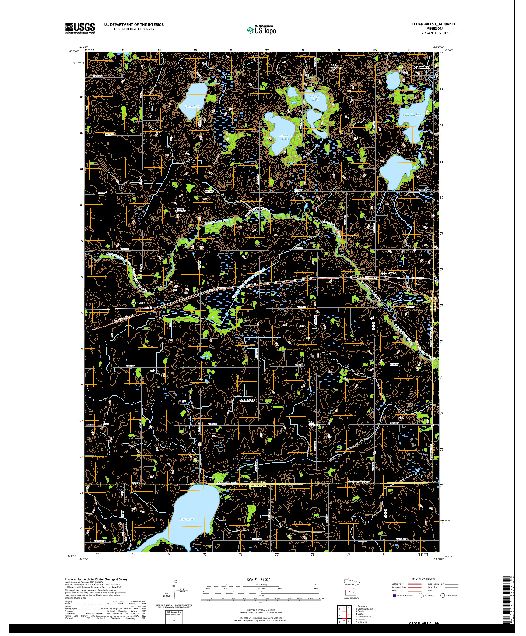 US TOPO 7.5-MINUTE MAP FOR CEDAR MILLS, MN