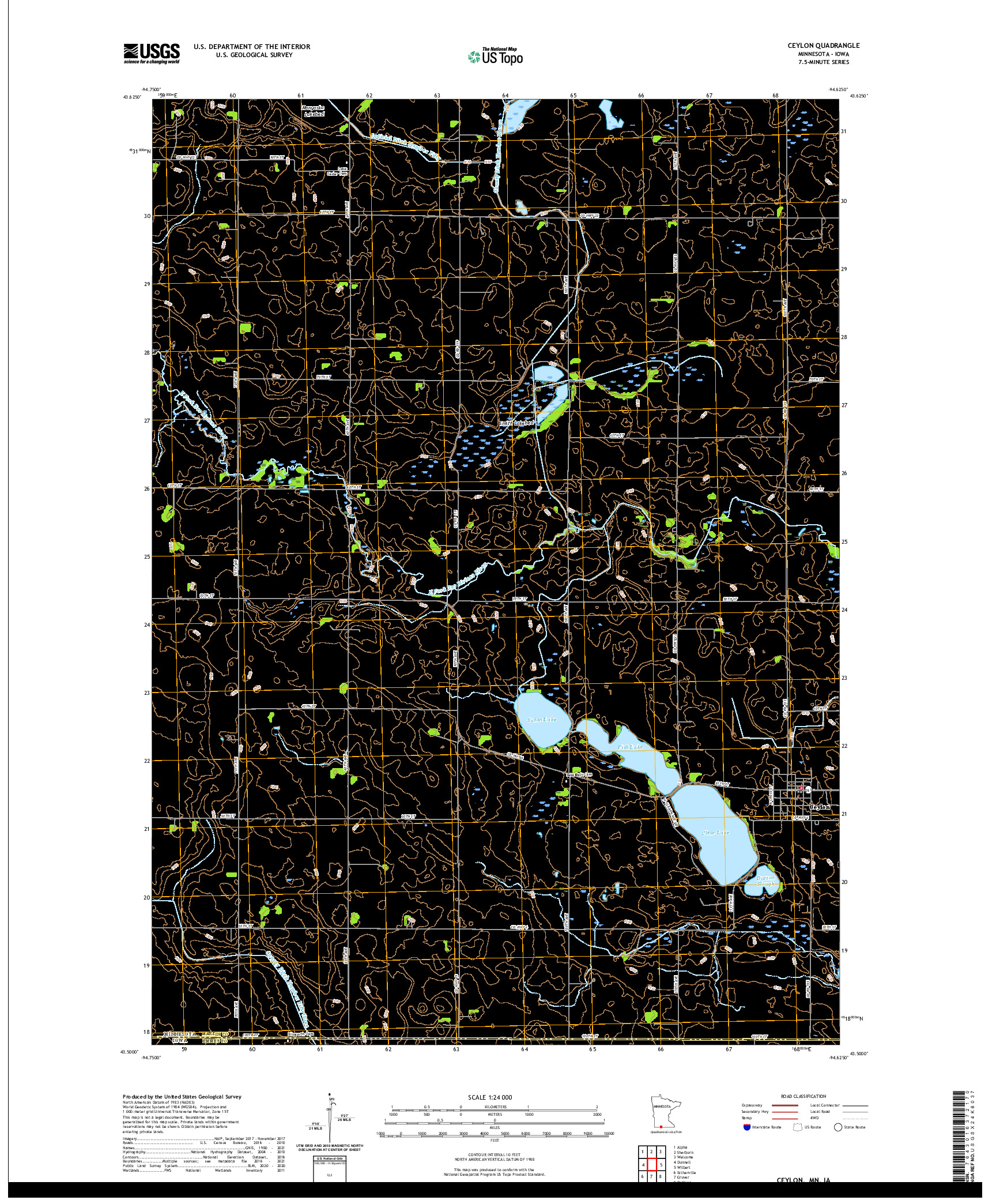 US TOPO 7.5-MINUTE MAP FOR CEYLON, MN,IA