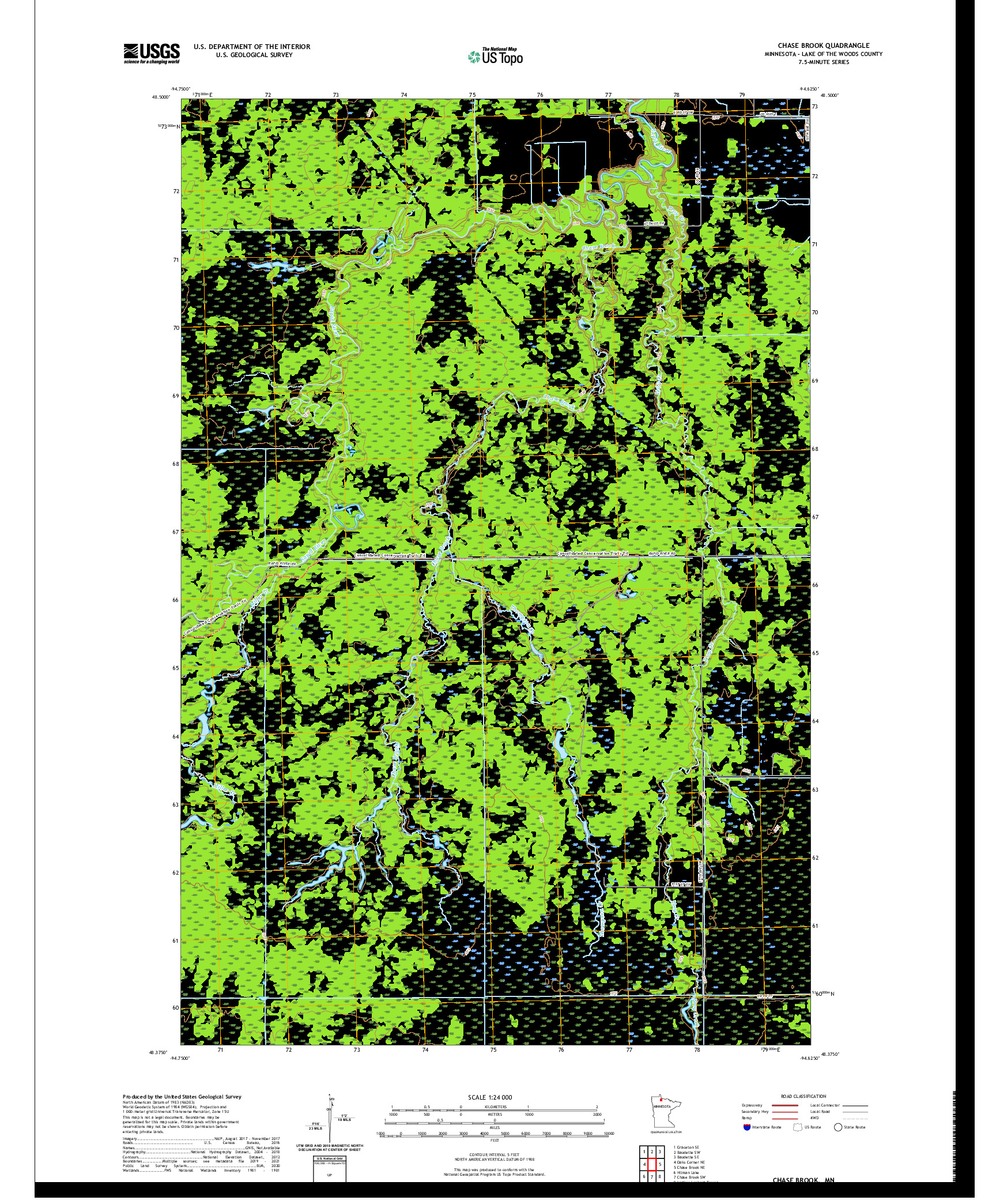 US TOPO 7.5-MINUTE MAP FOR CHASE BROOK, MN