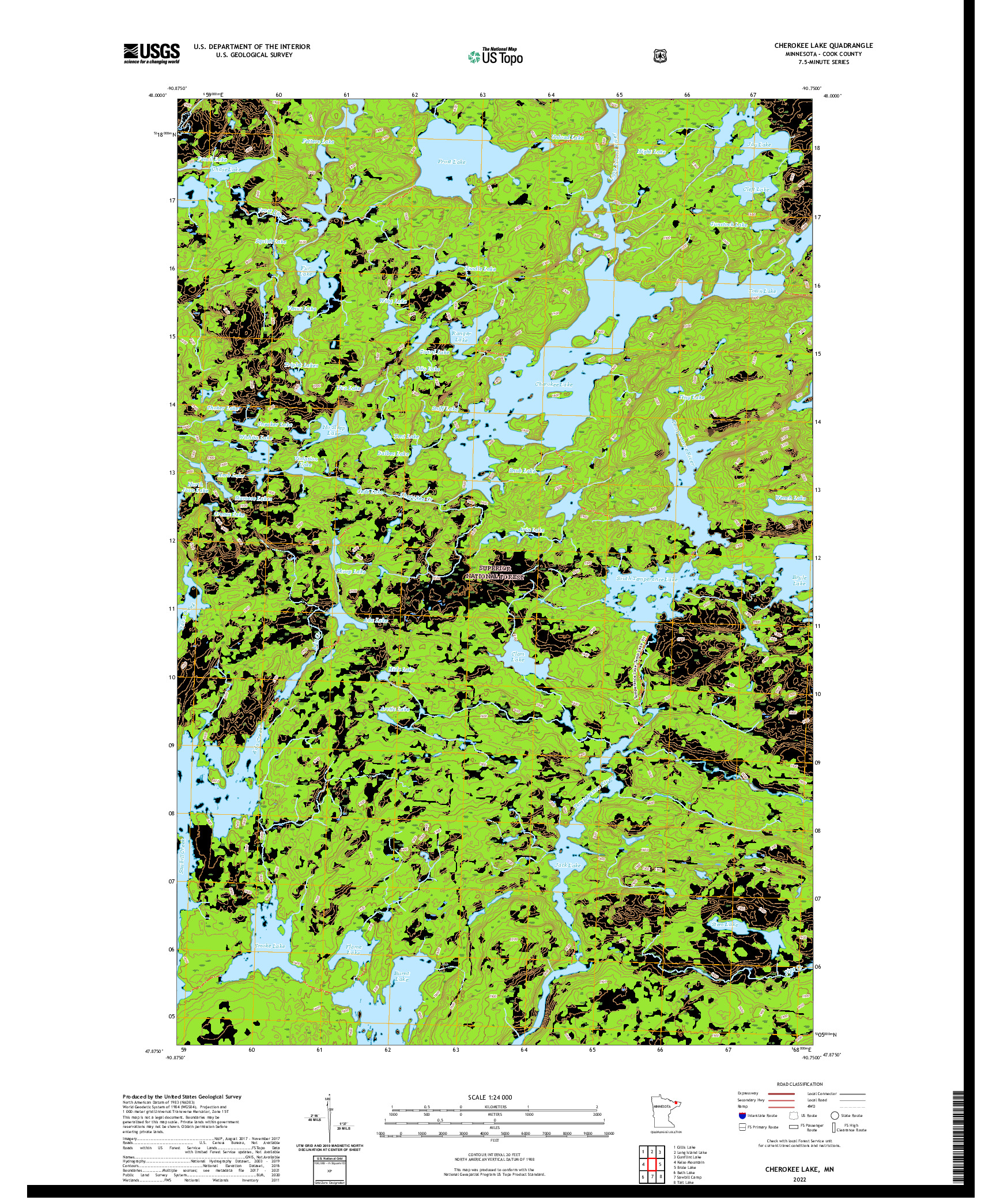 US TOPO 7.5-MINUTE MAP FOR CHEROKEE LAKE, MN