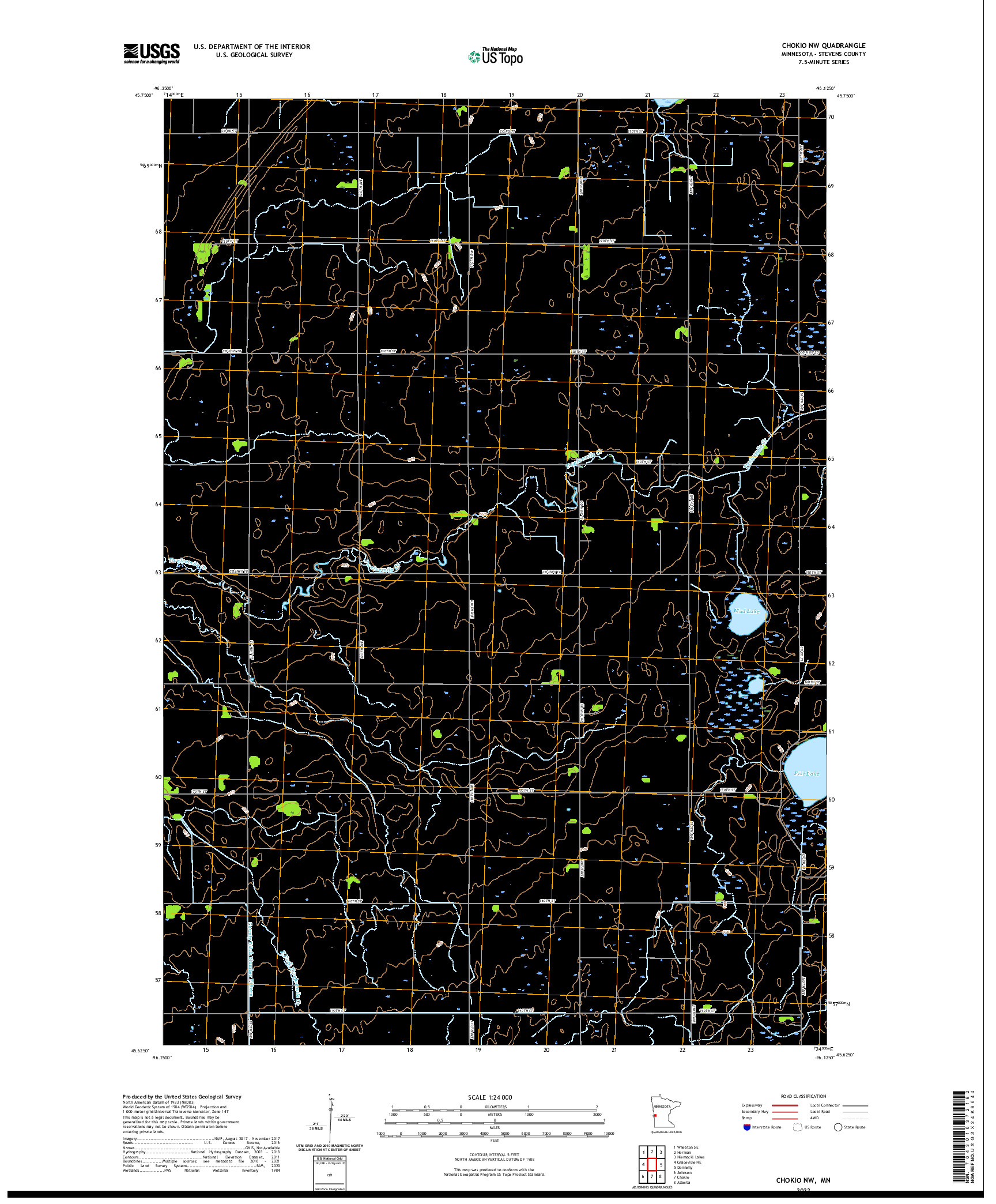 US TOPO 7.5-MINUTE MAP FOR CHOKIO NW, MN