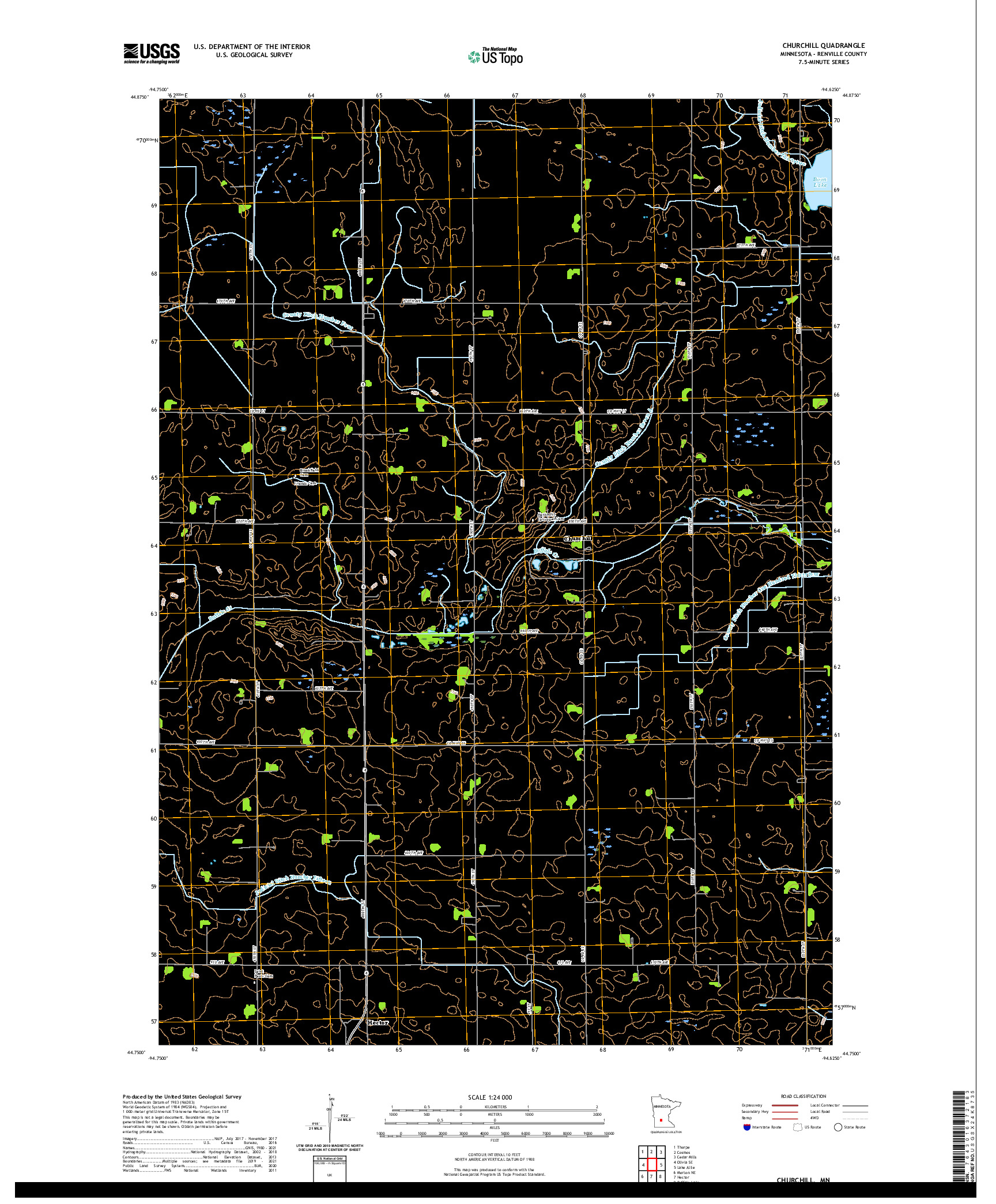 US TOPO 7.5-MINUTE MAP FOR CHURCHILL, MN