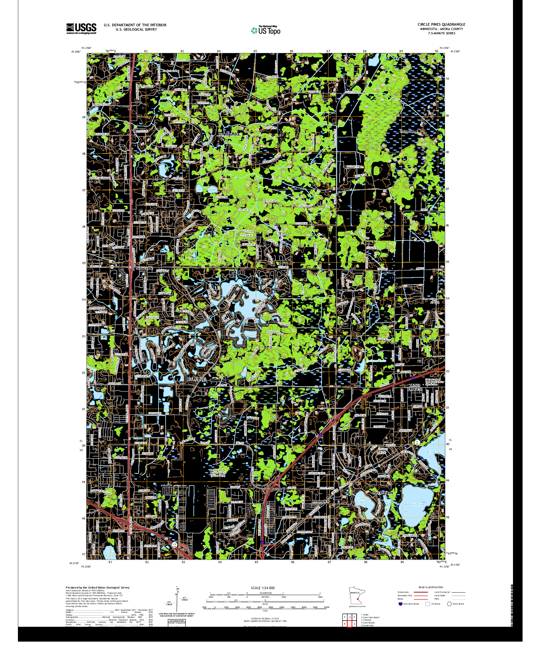 US TOPO 7.5-MINUTE MAP FOR CIRCLE PINES, MN