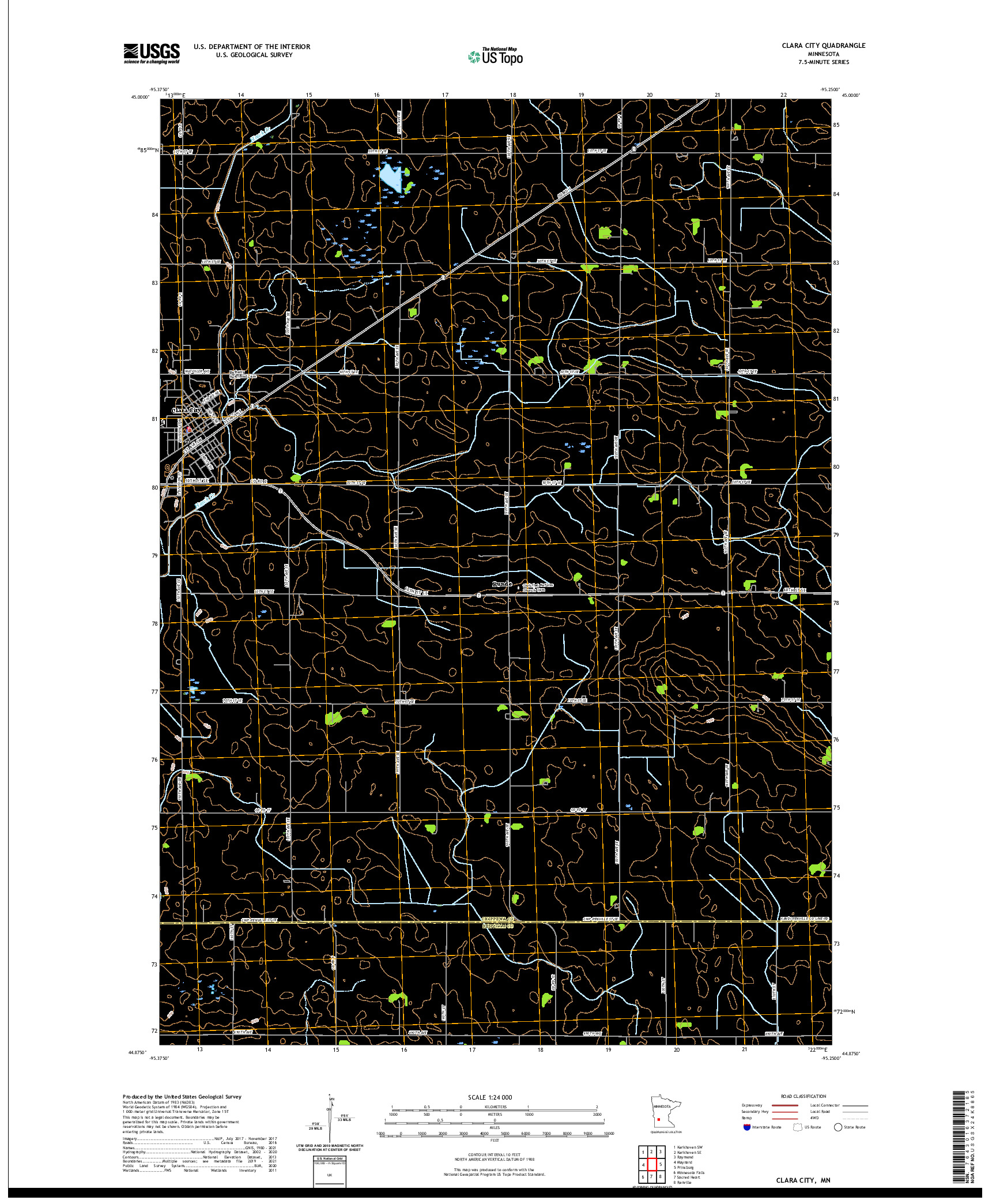 US TOPO 7.5-MINUTE MAP FOR CLARA CITY, MN