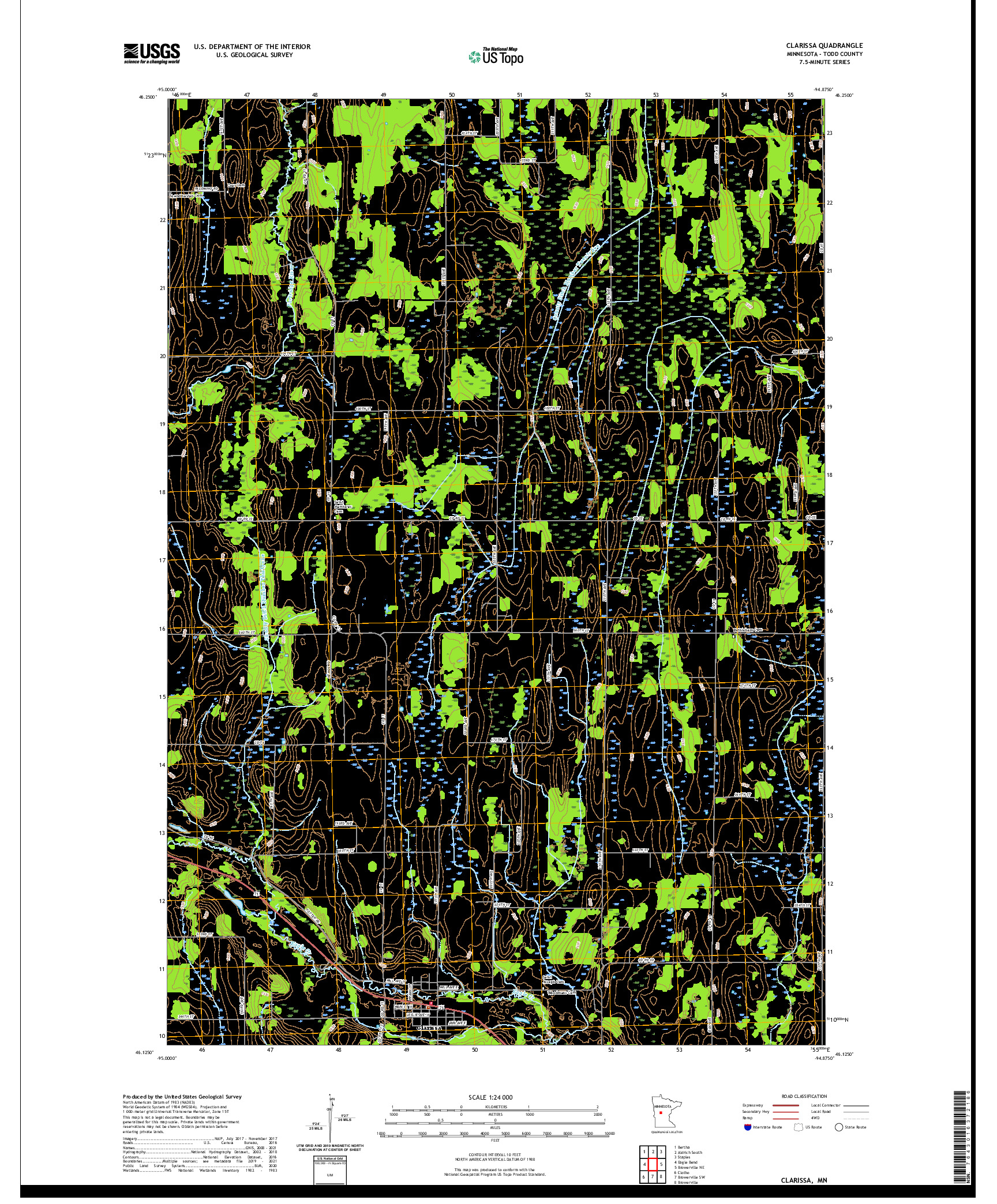 US TOPO 7.5-MINUTE MAP FOR CLARISSA, MN