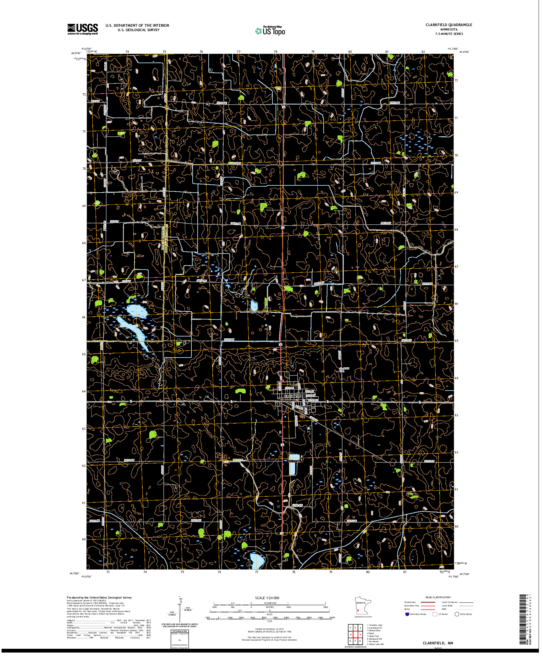 US TOPO 7.5-MINUTE MAP FOR CLARKFIELD, MN