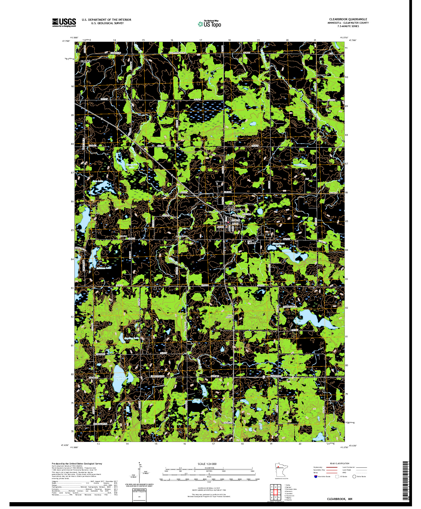 US TOPO 7.5-MINUTE MAP FOR CLEARBROOK, MN