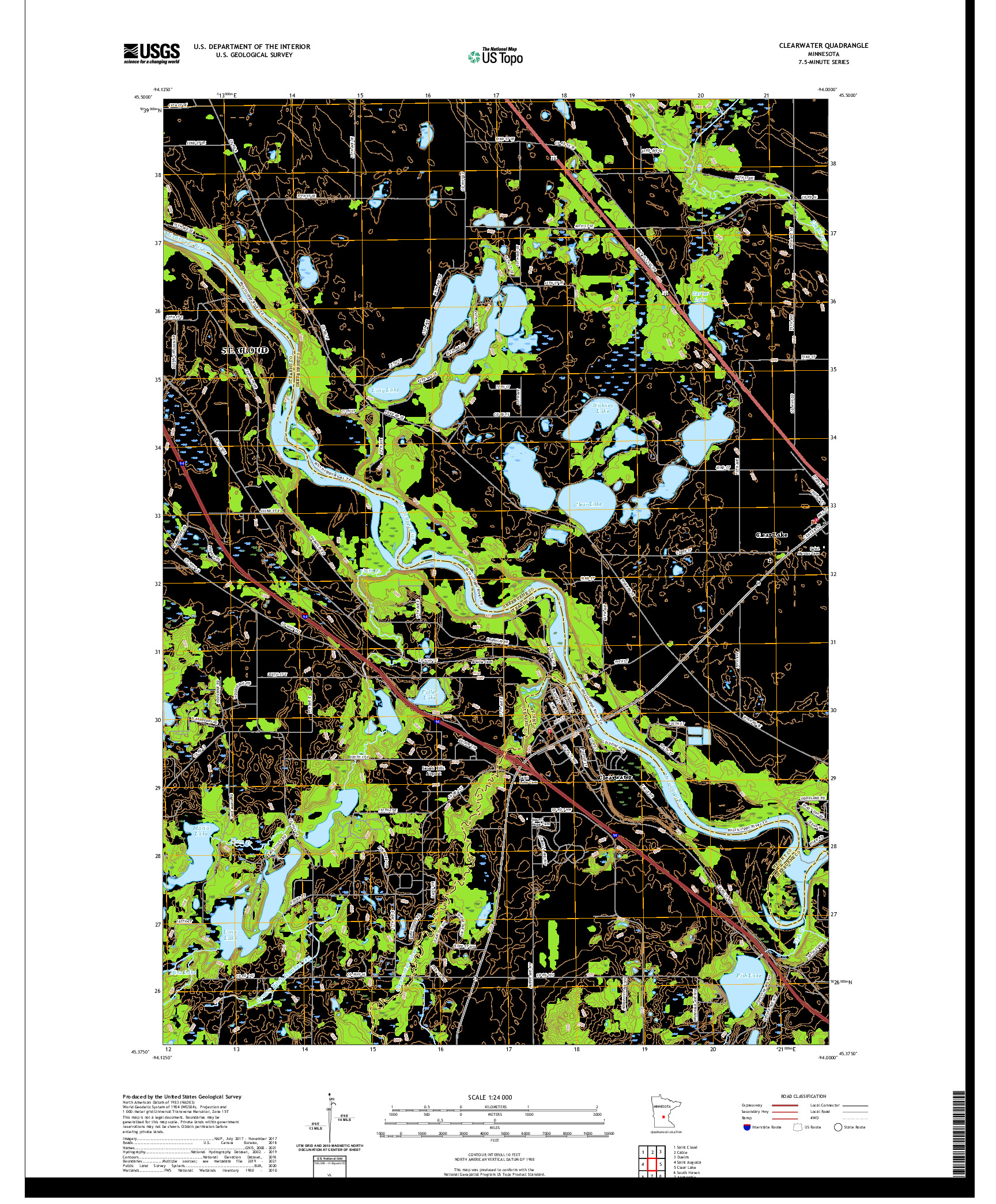 US TOPO 7.5-MINUTE MAP FOR CLEARWATER, MN