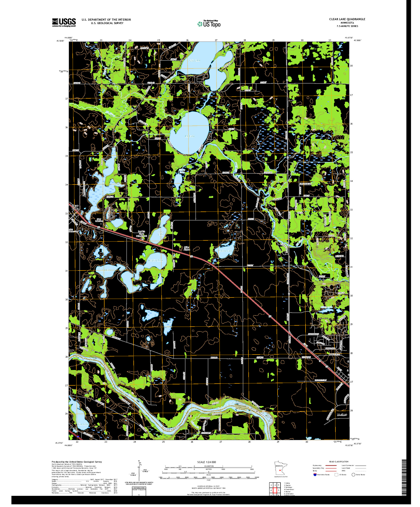 US TOPO 7.5-MINUTE MAP FOR CLEAR LAKE, MN