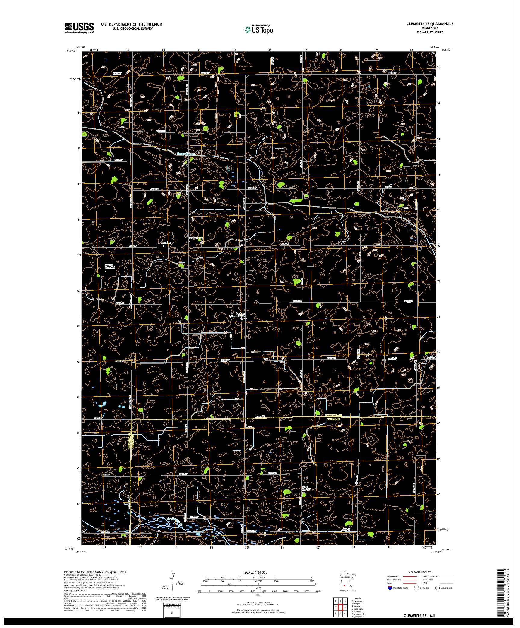 US TOPO 7.5-MINUTE MAP FOR CLEMENTS SE, MN