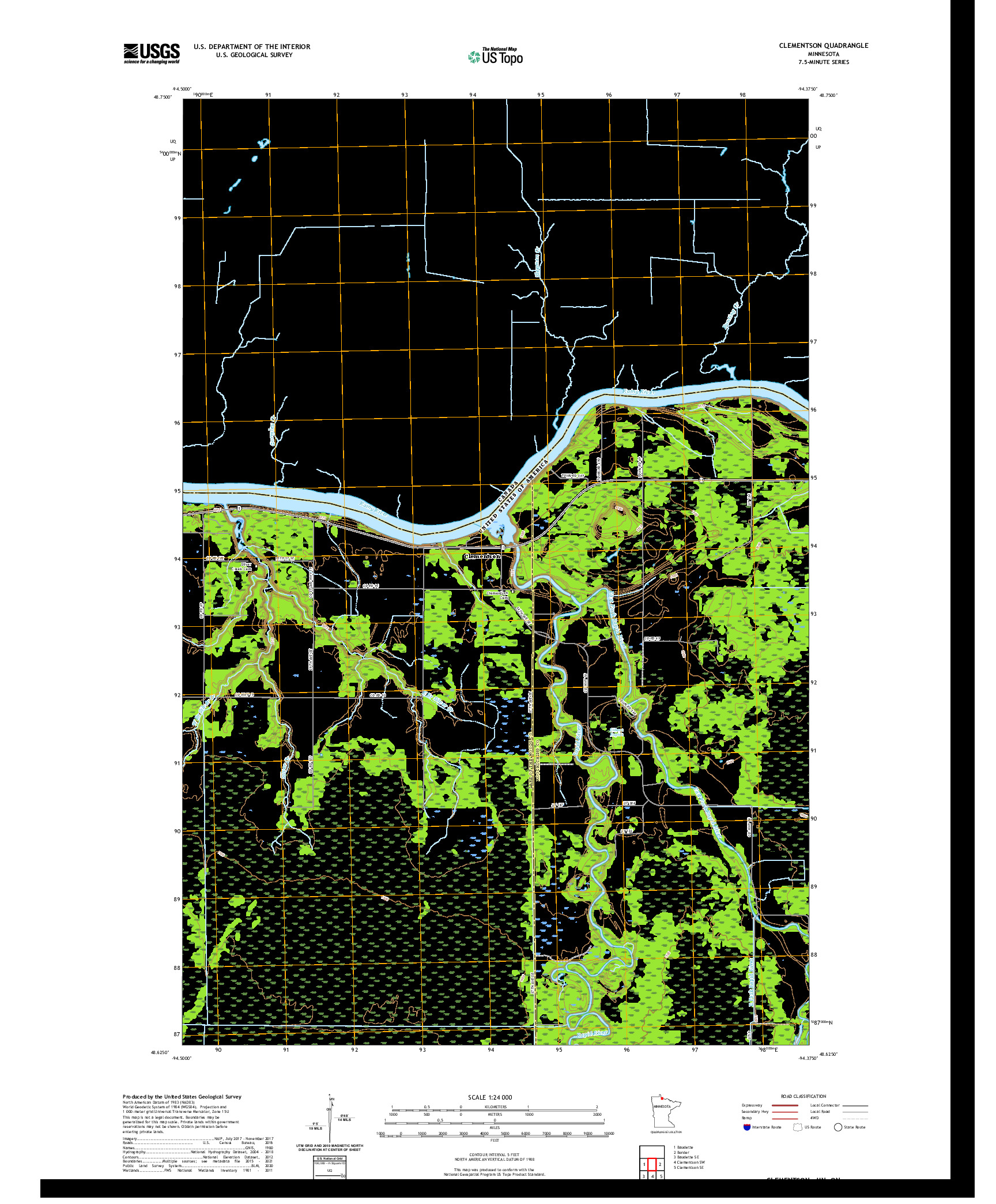 US TOPO 7.5-MINUTE MAP FOR CLEMENTSON, MN,ON