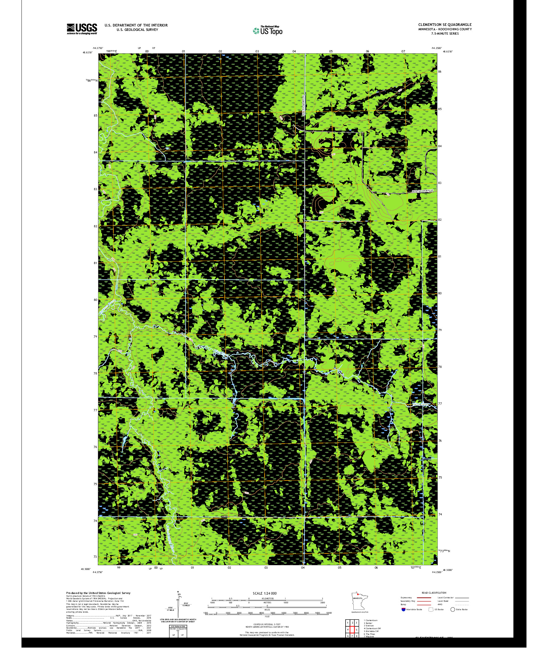 US TOPO 7.5-MINUTE MAP FOR CLEMENTSON SE, MN