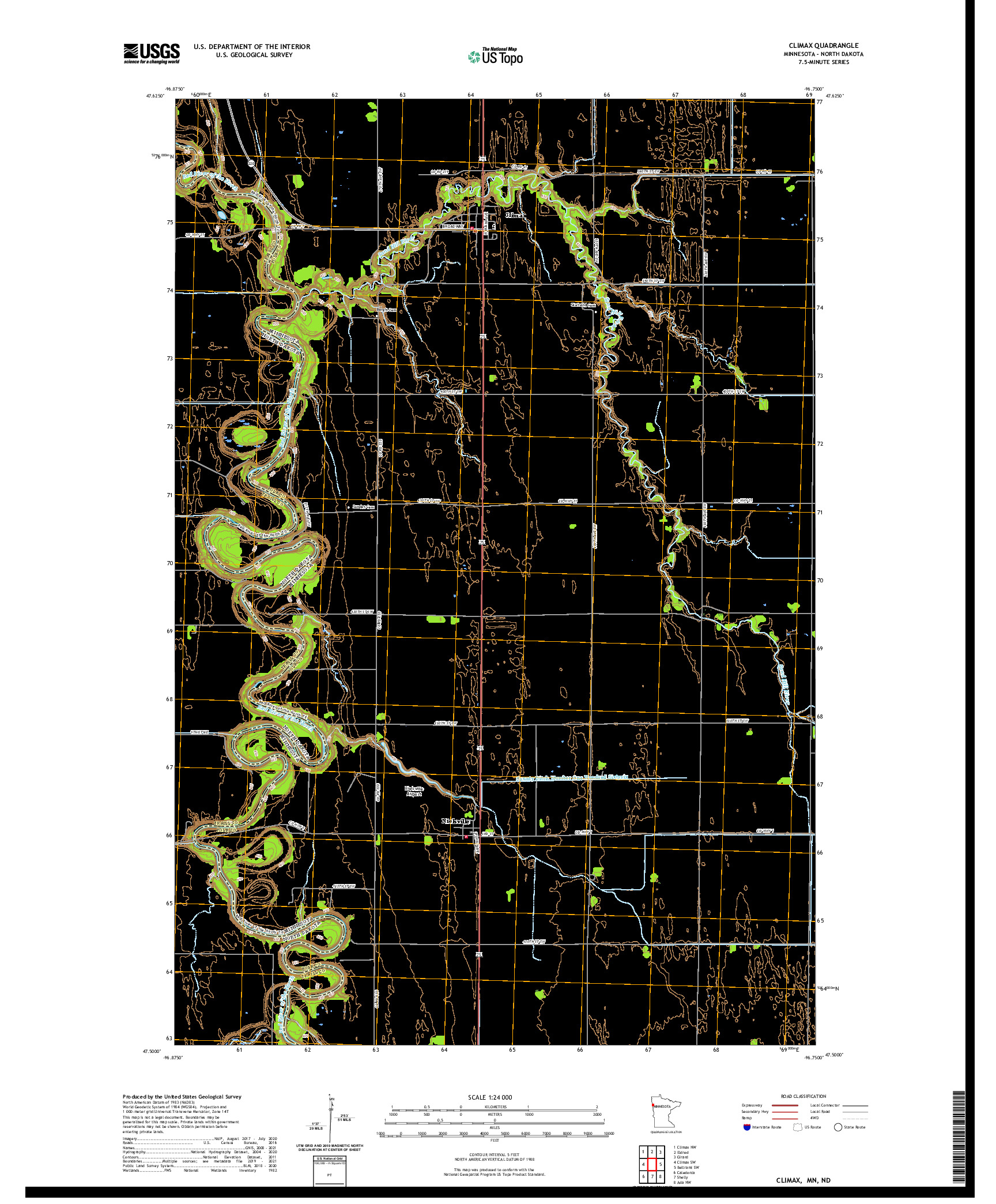 US TOPO 7.5-MINUTE MAP FOR CLIMAX, MN,ND