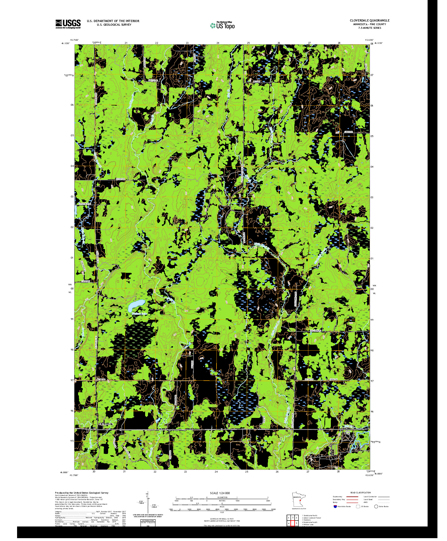 US TOPO 7.5-MINUTE MAP FOR CLOVERDALE, MN